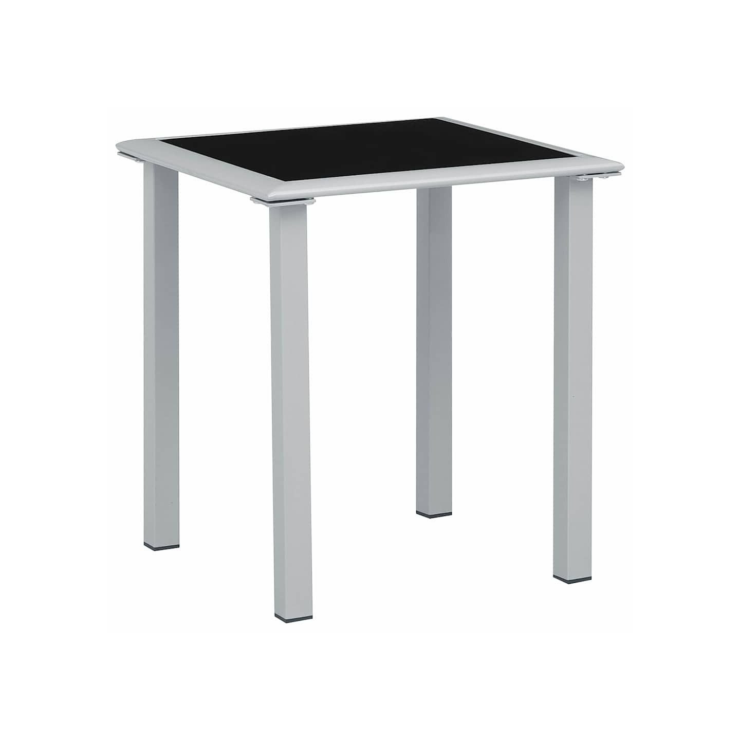 Table de jardin Noir et argenté 41x41x45 cm Acier et verre