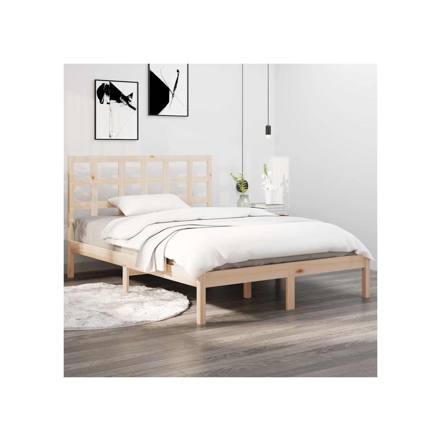 Cadre de lit sans matelas 135x190 cm bois massif