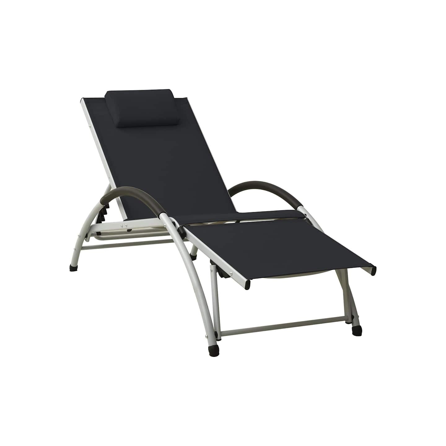 Chaise longue avec oreiller textilène noir