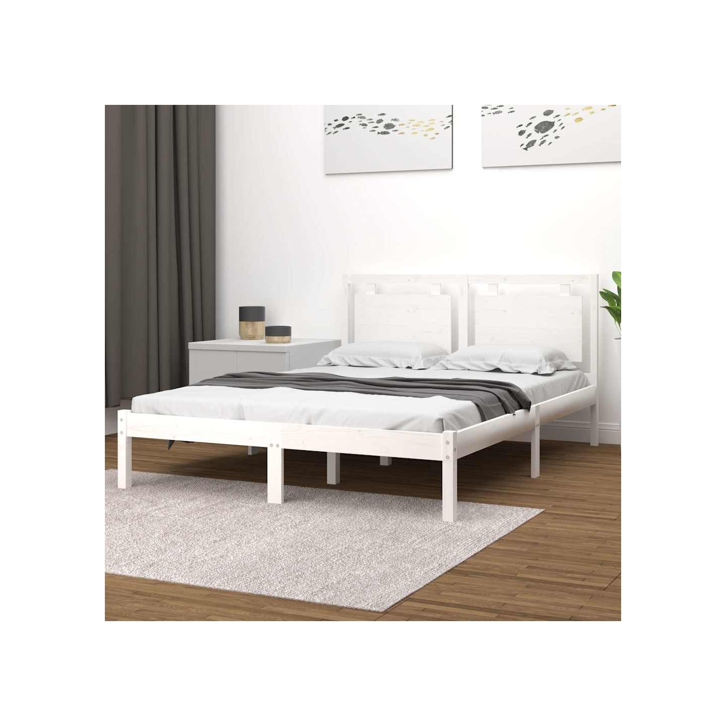 Cadre de lit sans matelas blanc 120x200 cm bois massif