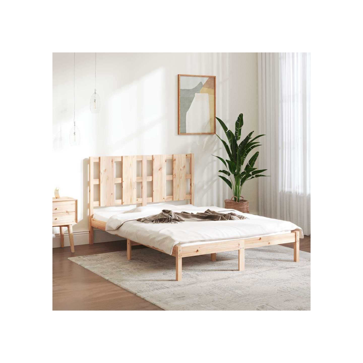 Cadre de lit sans matelas 135x190 cm bois massif