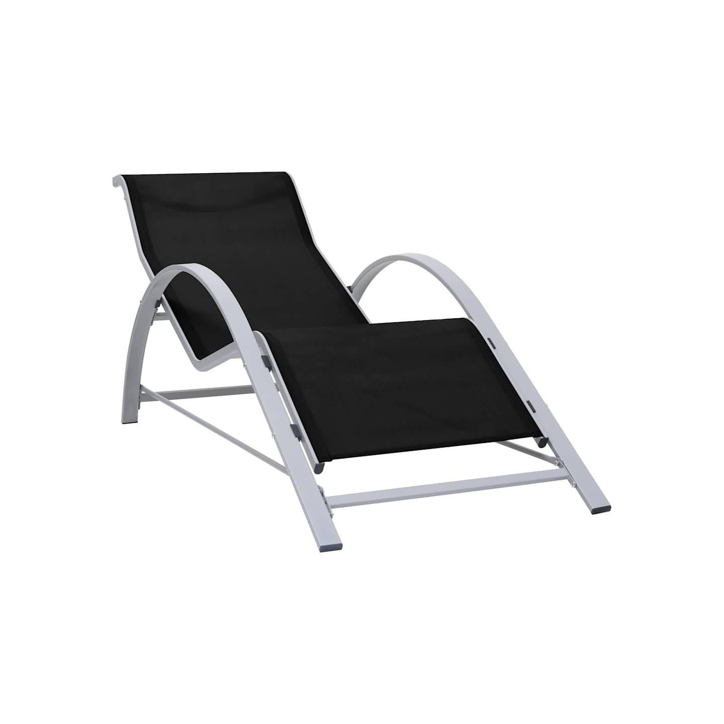 Chaise longue textilène et aluminium noir