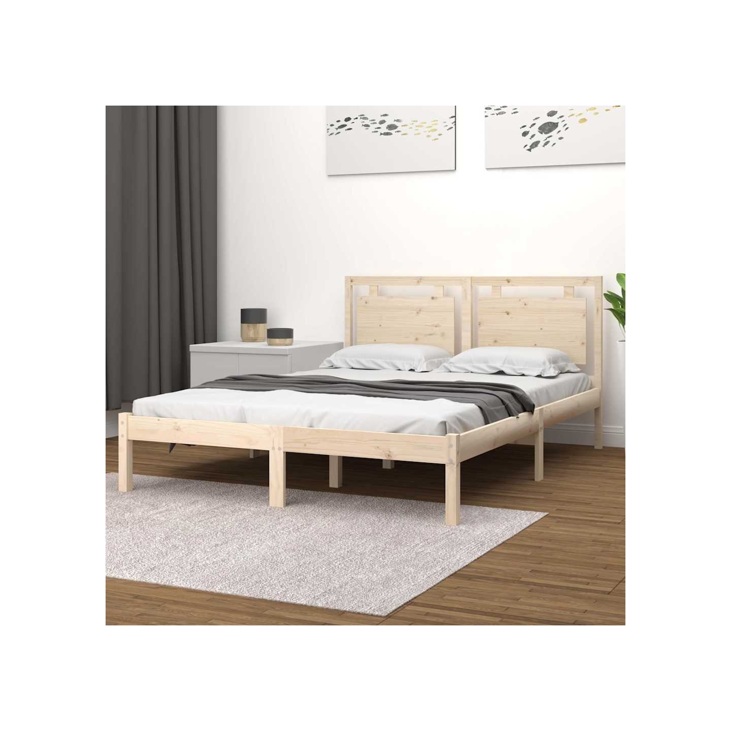 Cadre de lit sans matelas 150x200 cm bois massif