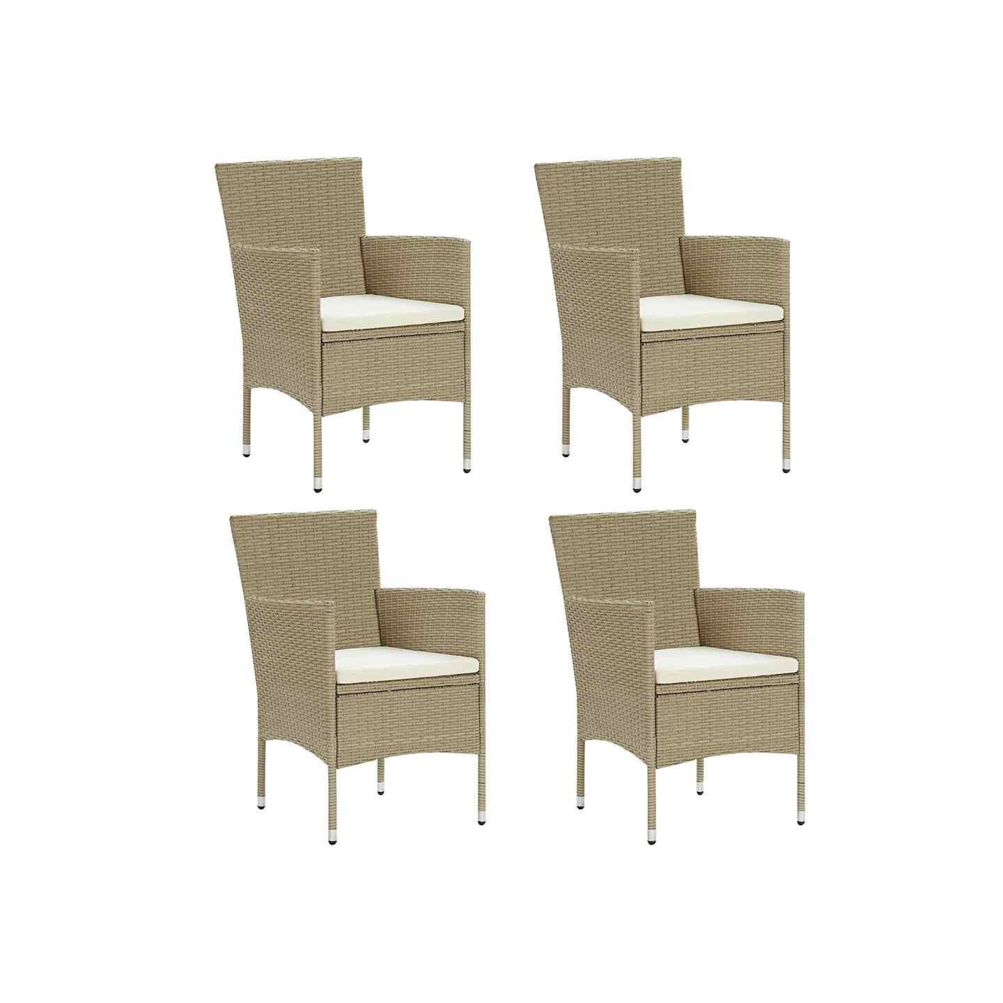 Chaises à manger de jardin lot de 4 Résine tressée Beige