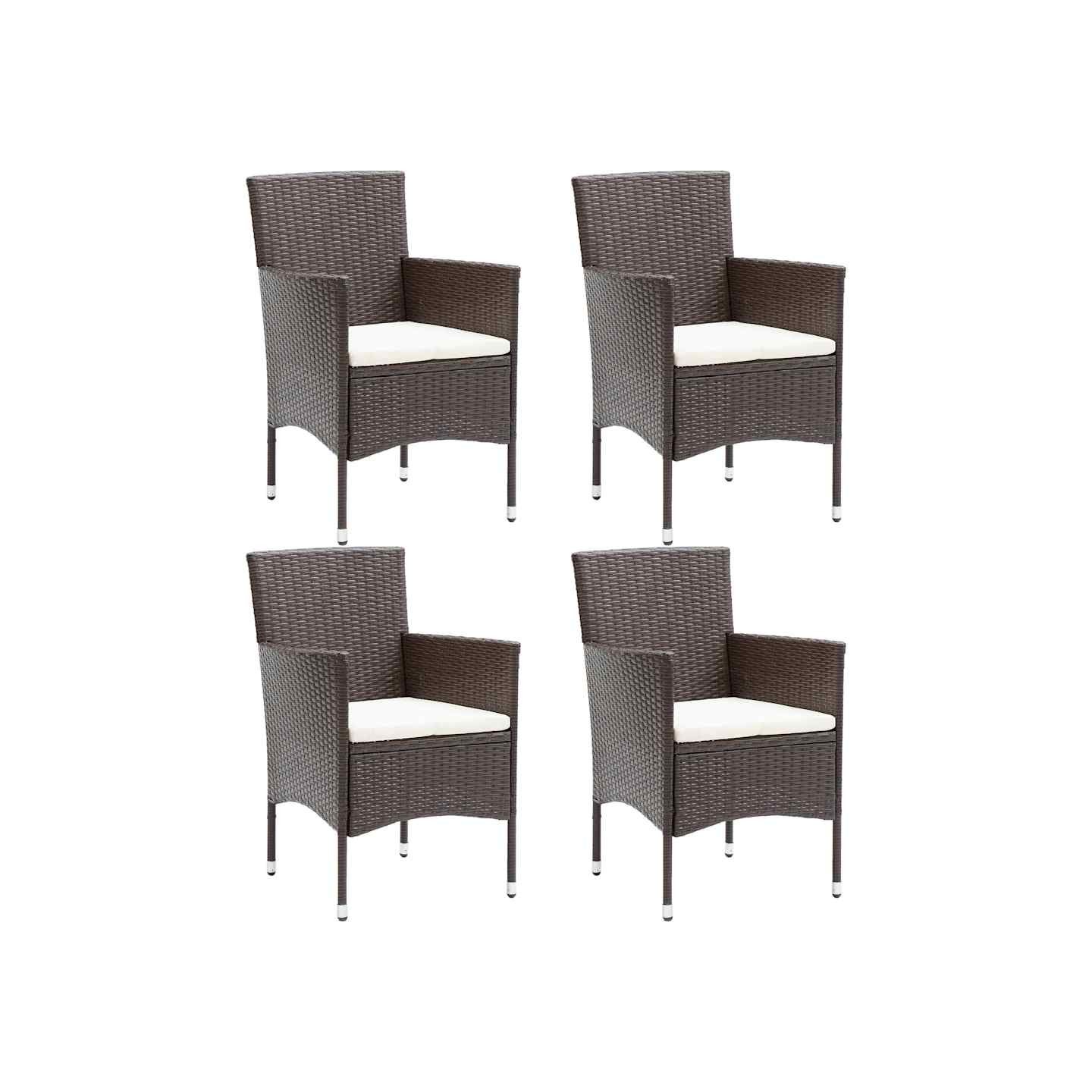 Chaises à manger de jardin lot de 4 Résine tressée Marron
