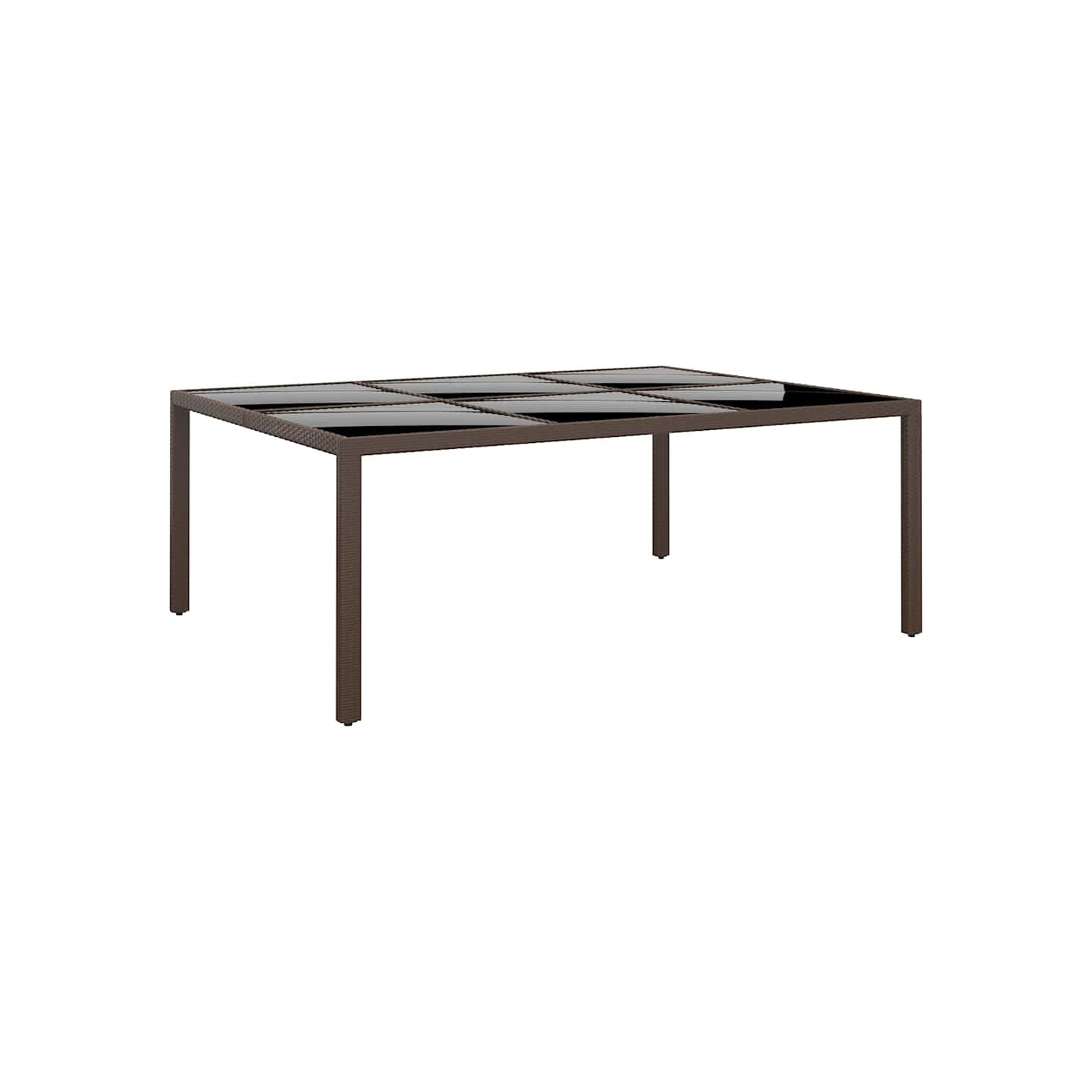 Table de jardin avec dessus en verre Marron 200x150x75 cm Rotin