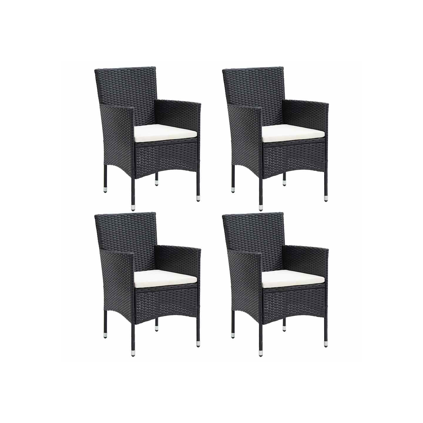 Chaises à manger de jardin lot de 4 Résine tressée Noir