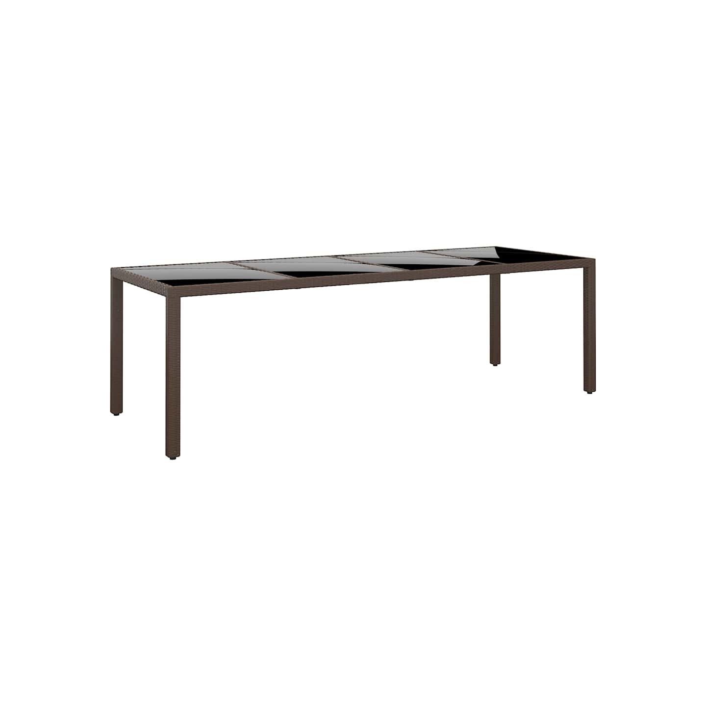 Table de jardin avec dessus en verre marron résine tressée