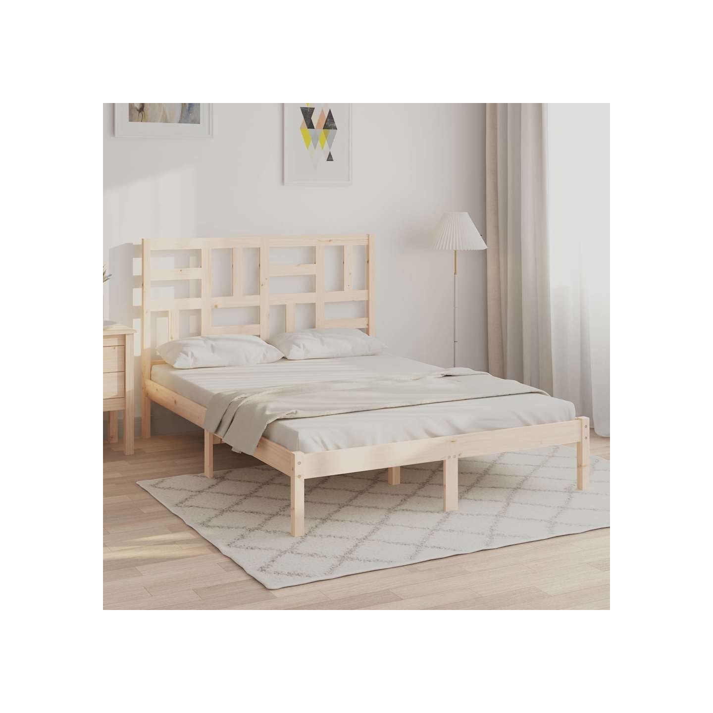 Cadre de lit sans matelas bois massif 140x200 cm