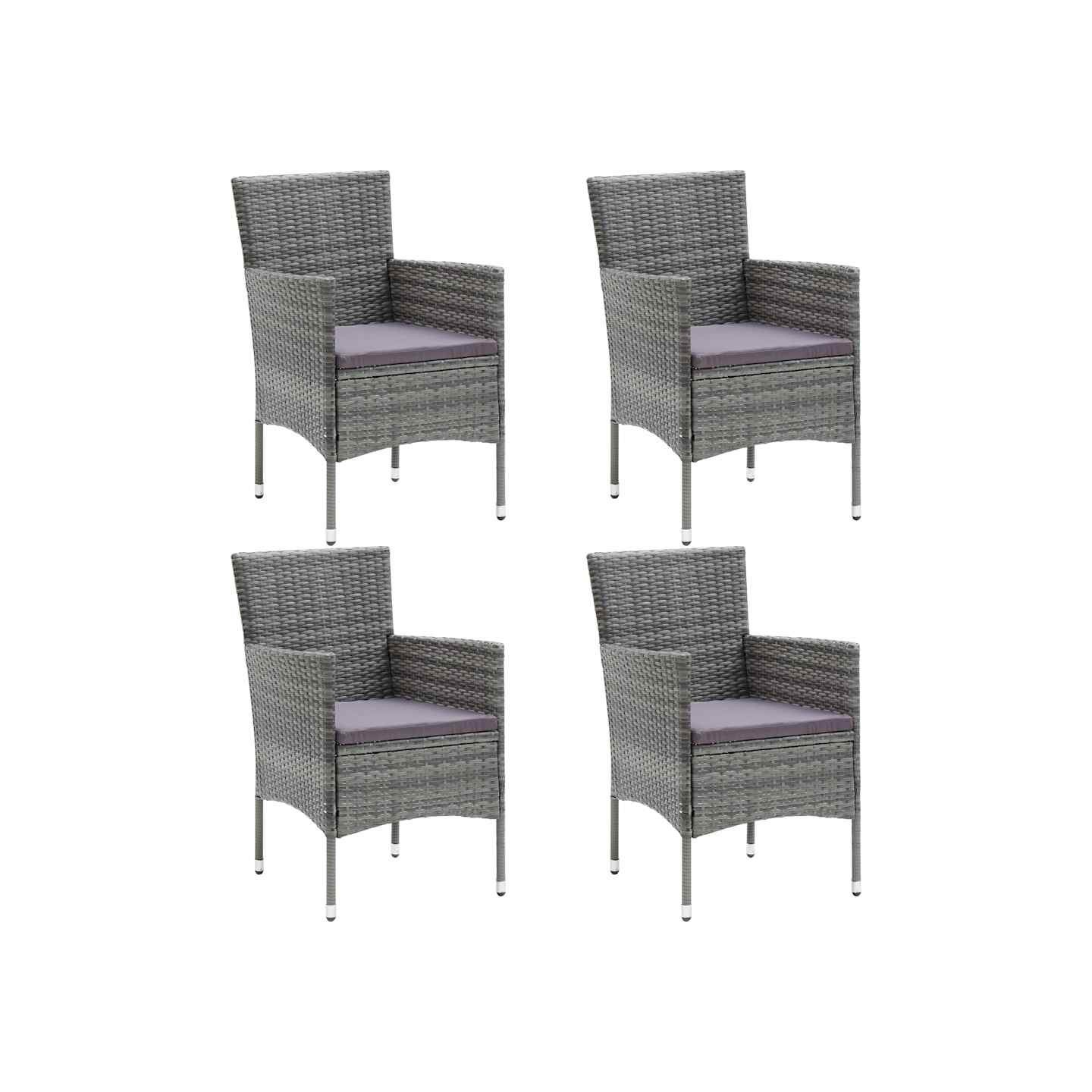 Chaises à manger de jardin lot de 4 Résine tressée Gris