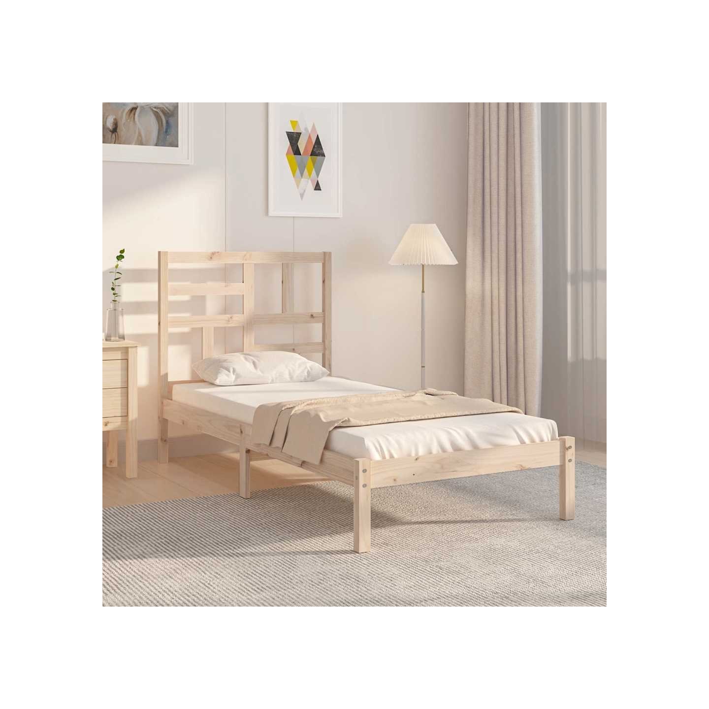 Cadre de lit sans matelas bois massif 90x190 cm