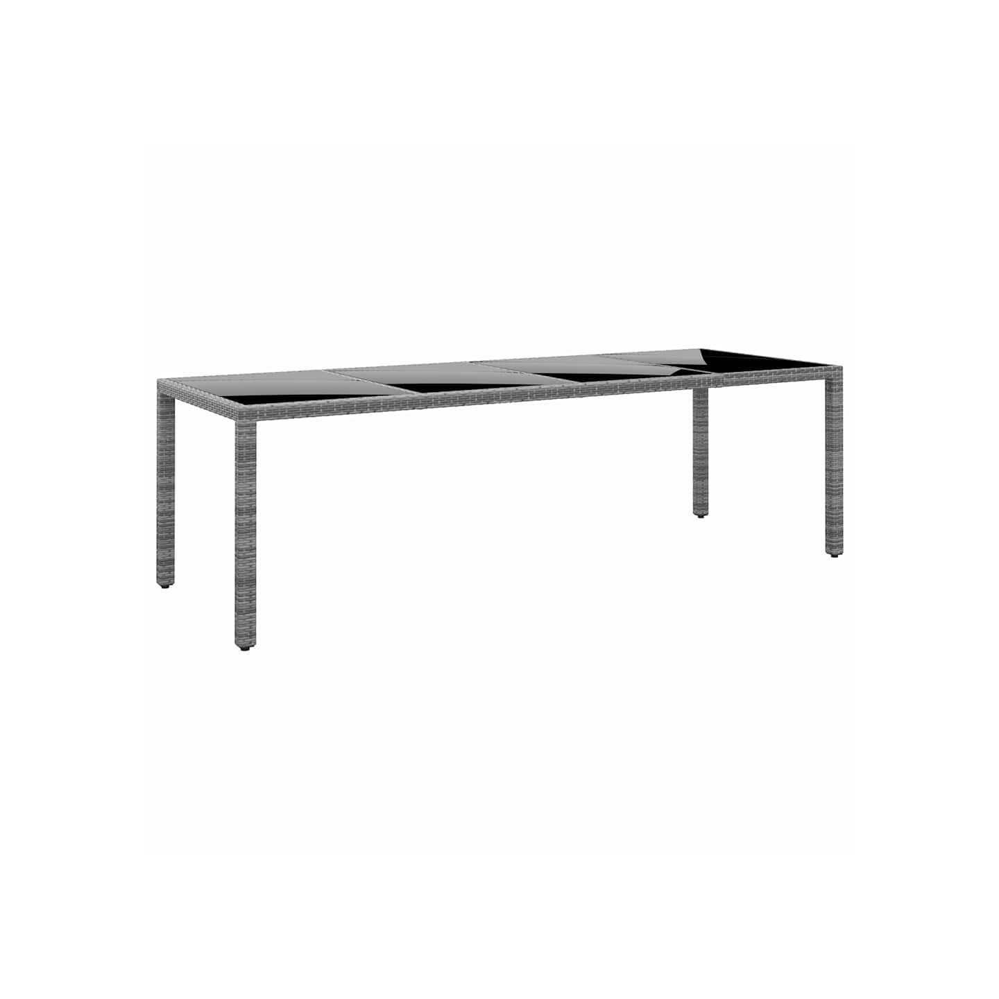 Table de jardin 250x100x75 cm Verre trempé et Résine tressée