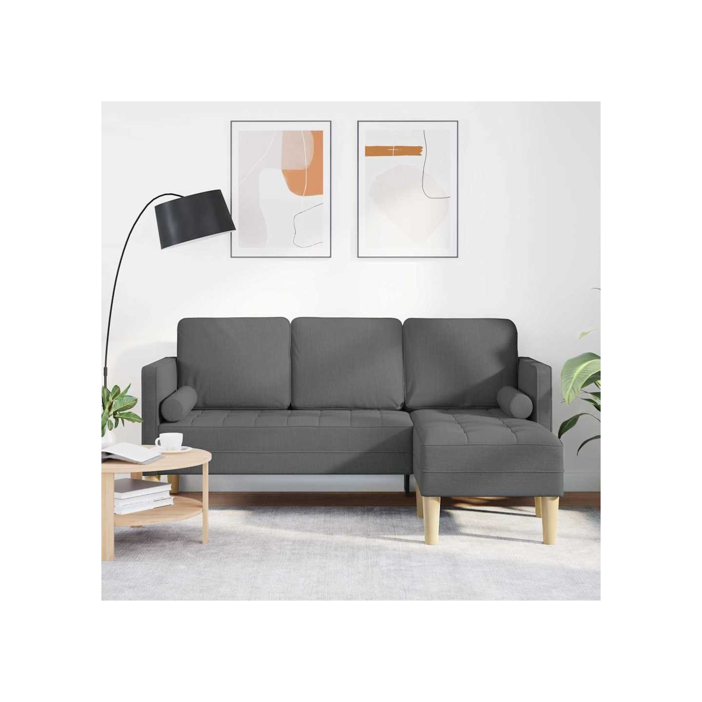 Ensemble de Canapés Gris foncé 173 x 131 x 67 cm Polyester