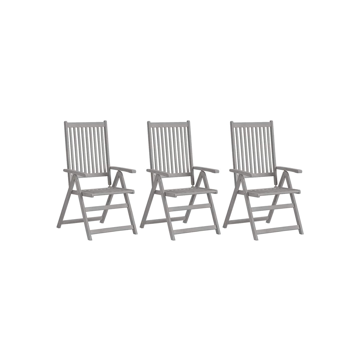 Chaises inclinables de jardin lot de 3 Gris Bois solide acacia