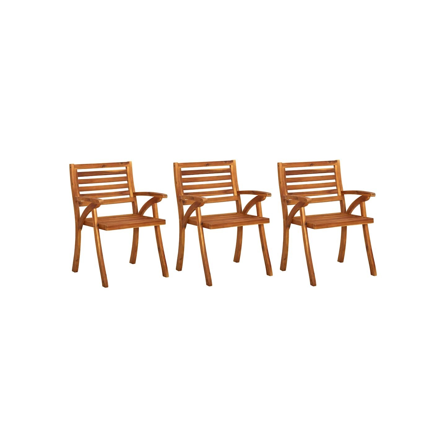 Chaises de jardin lot de 3 Bois d'acacia solide