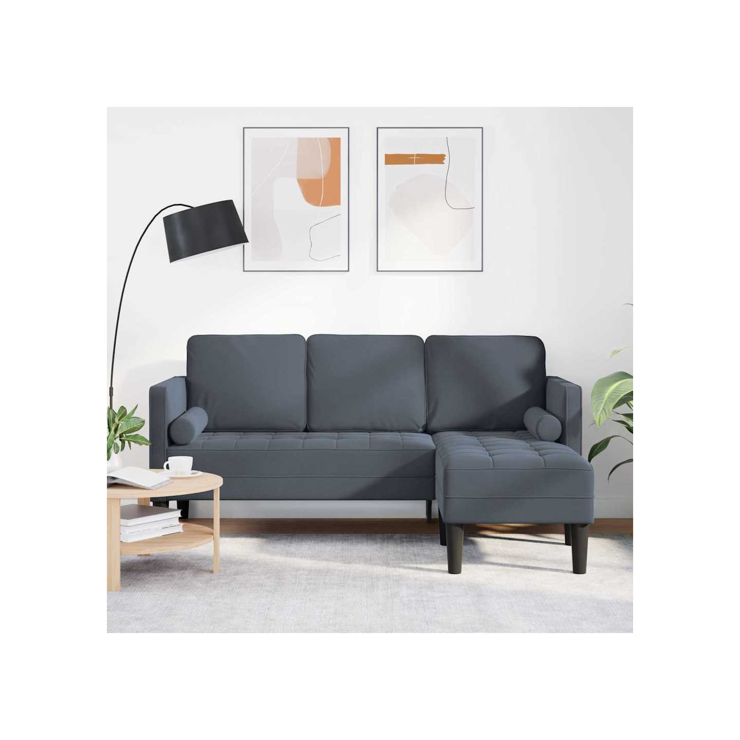 Ensemble de Canapés avec coussin Gris foncé Polyester
