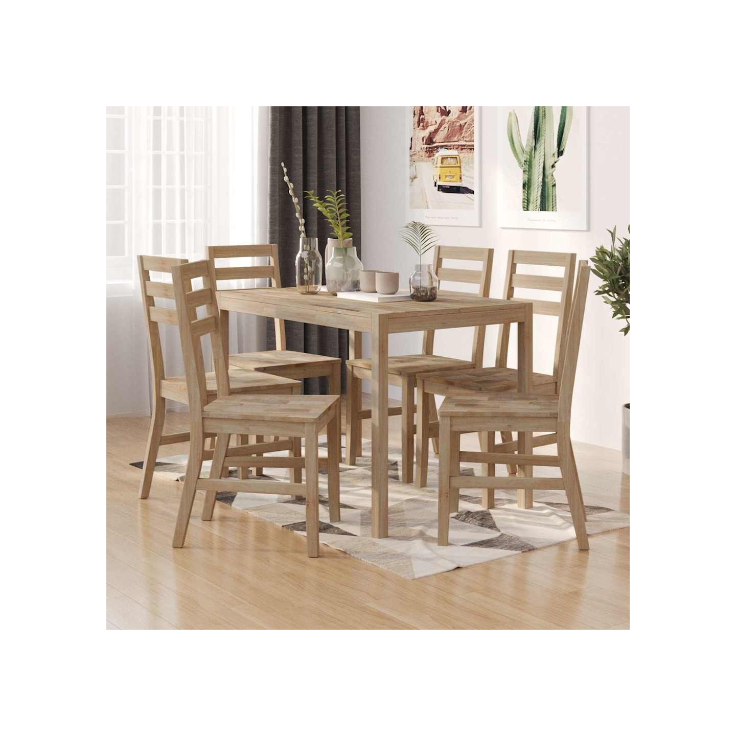 Ensemble à dîner 7 pcs Bois d'acacia solide