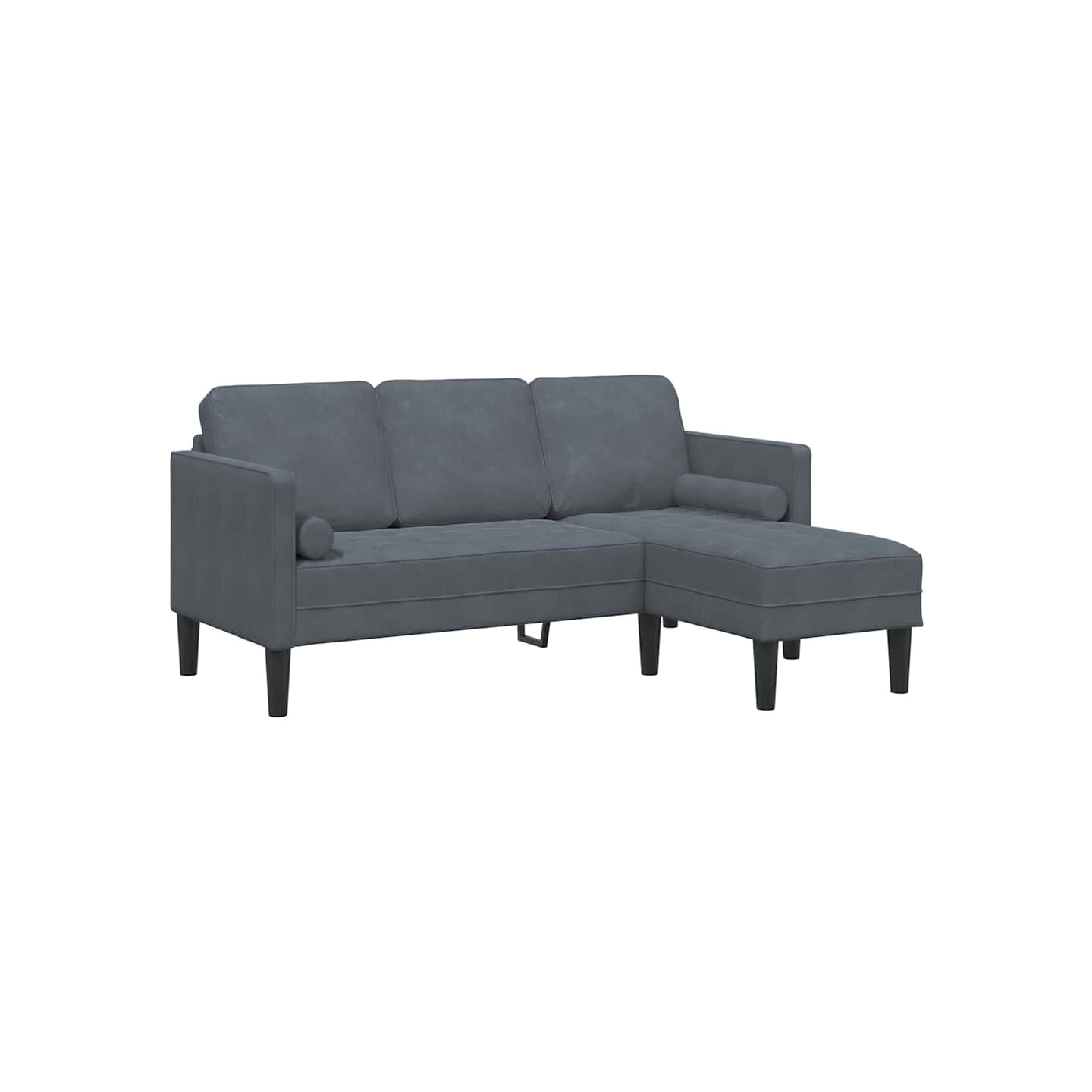 Ensemble de Canapés avec coussin Gris foncé Polyester