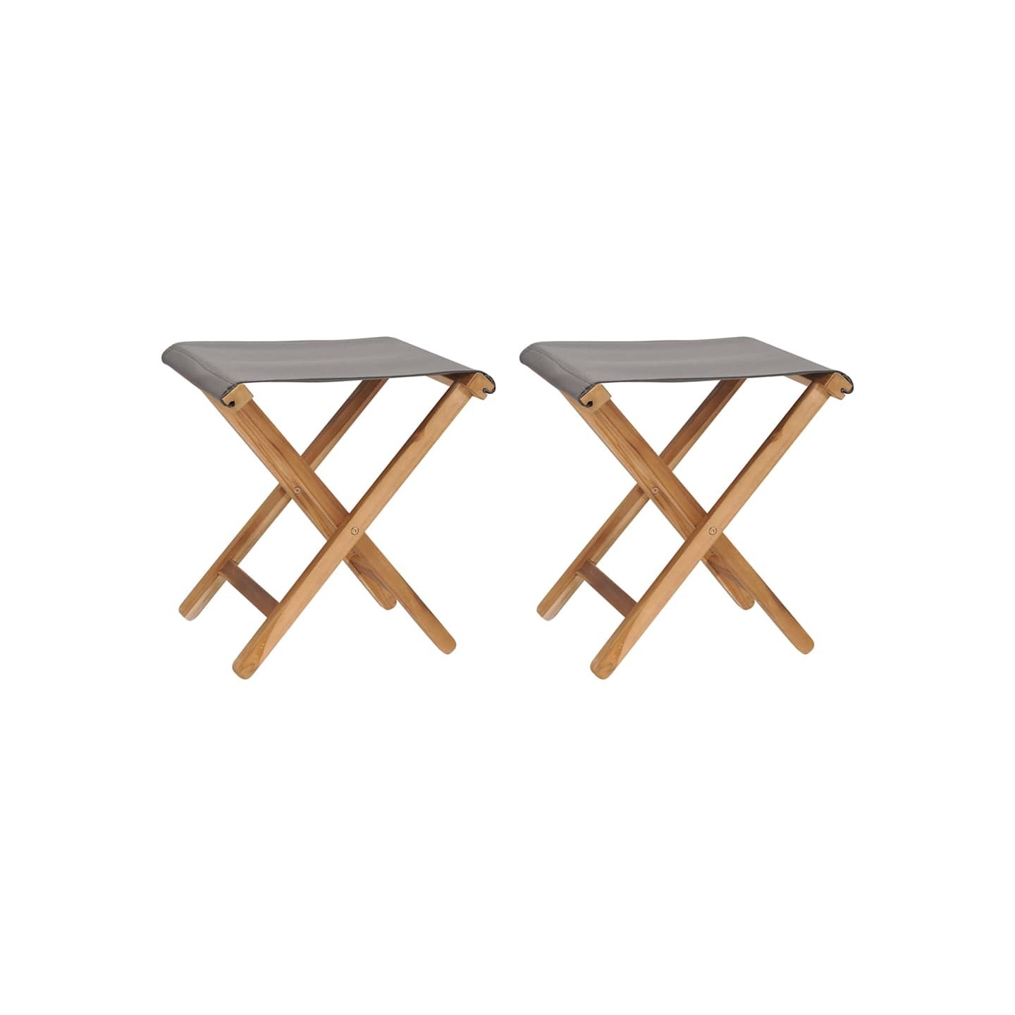 Chaises pliables lot de 2 Bois teck solide et tissu Gris foncé