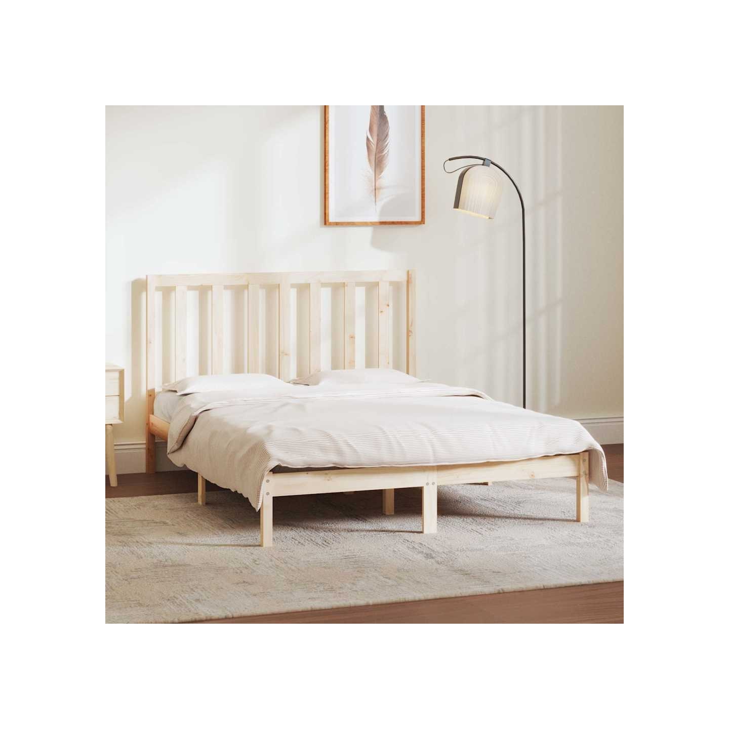 Cadre de lit sans matelas 135x190 cm bois de pin massif