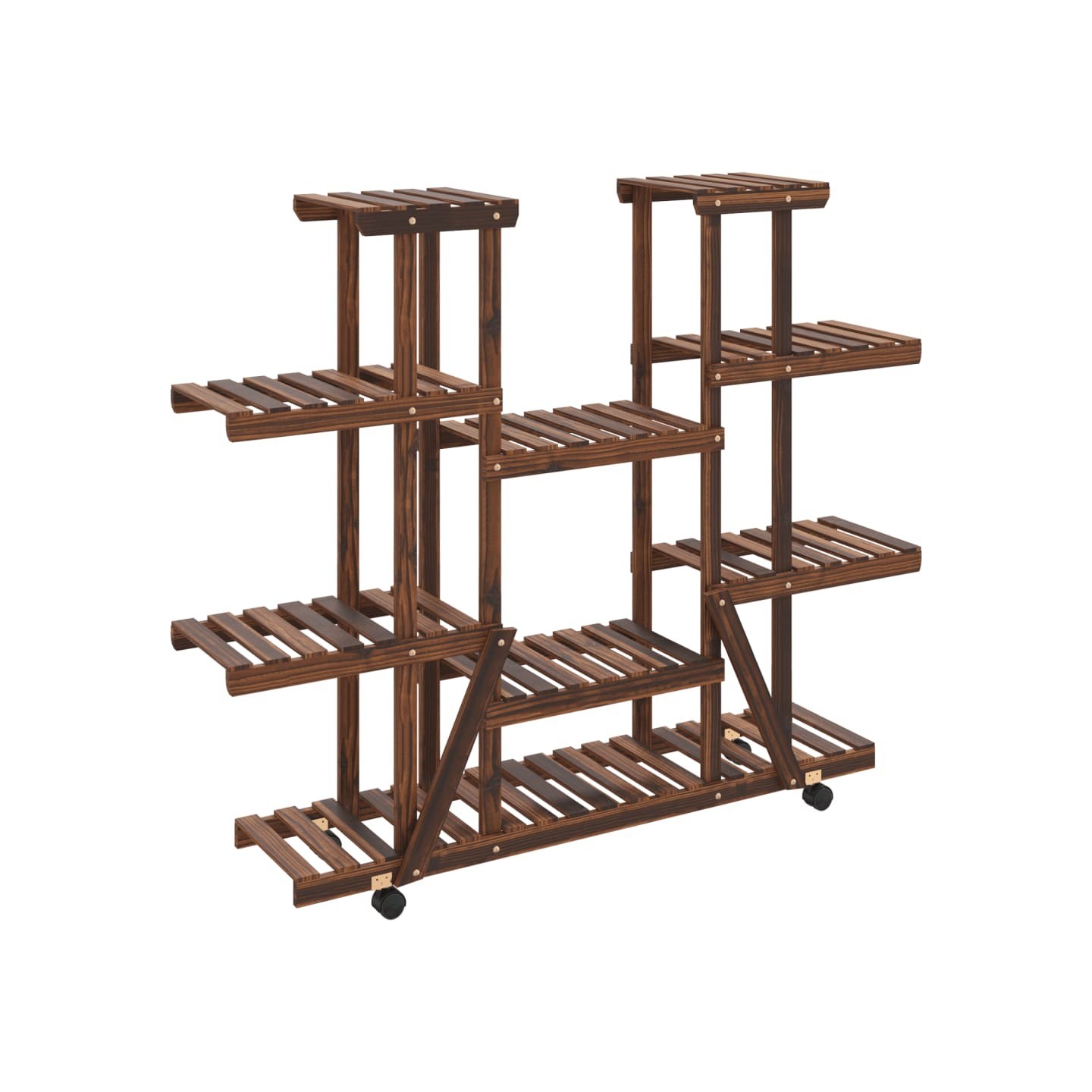 Support à fleurs avec roues 110x25x115 cm bois massif de sapin