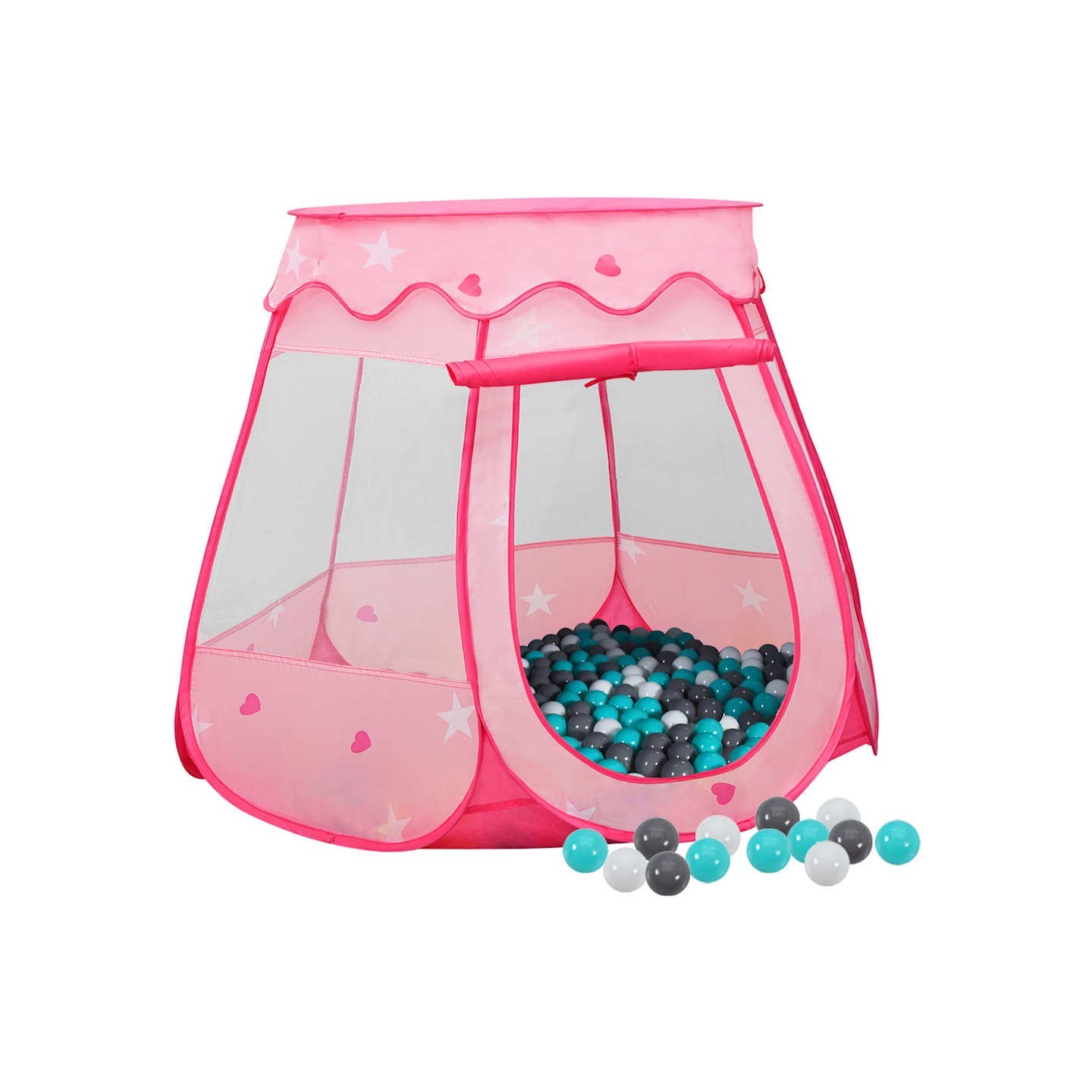 Tente de jeu pour enfants avec 250 balles Rose 102x102x82 cm