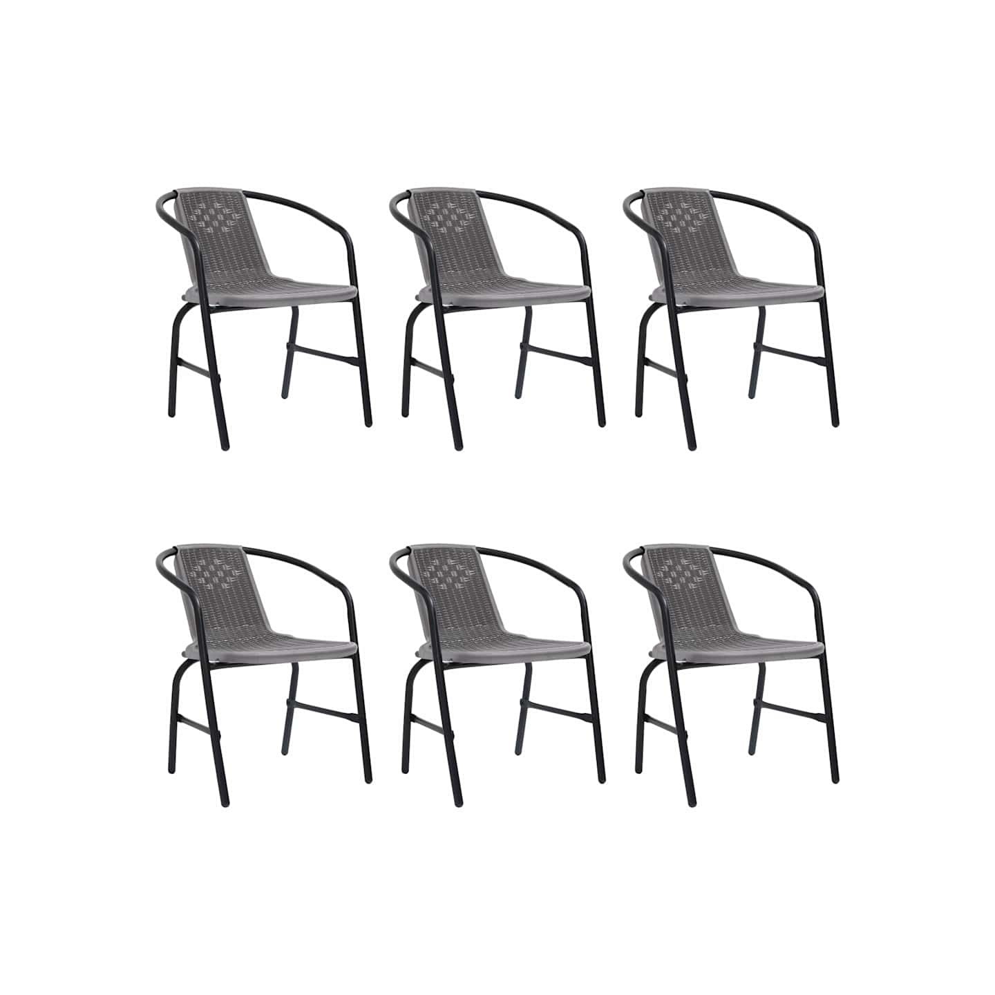 Chaises de jardin lot de 6 Rotin plastique et acier 110 kg