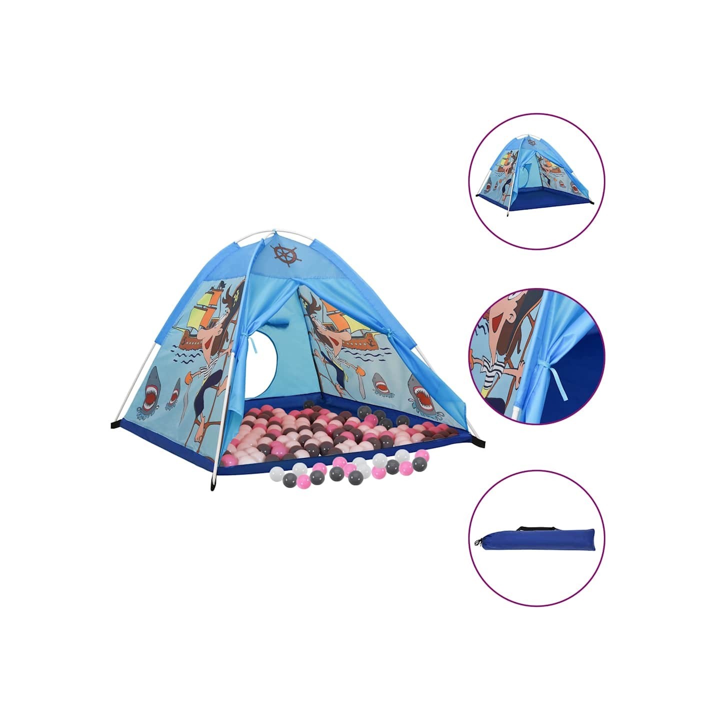 Tente de jeu pour enfants avec 250 balles Bleu 120x120x90 cm
