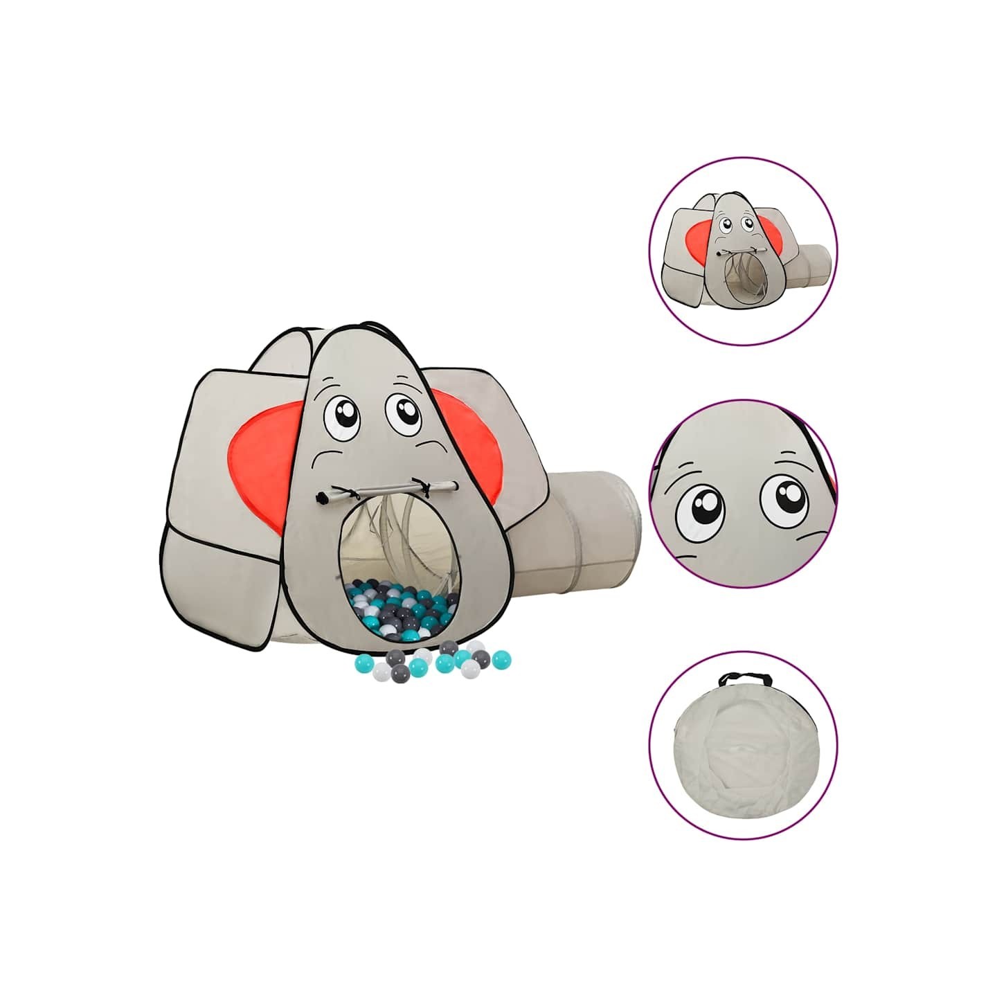 Tente de jeu pour enfants 250 balles Éléphant Gris 174x86x101cm