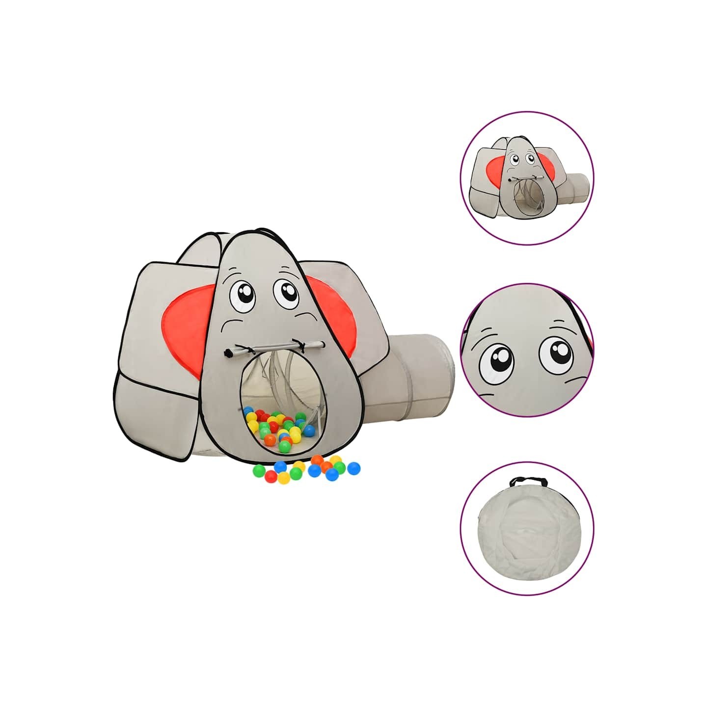 Tente de jeu pour enfants 250 balles Éléphant Gris 174x86x101cm
