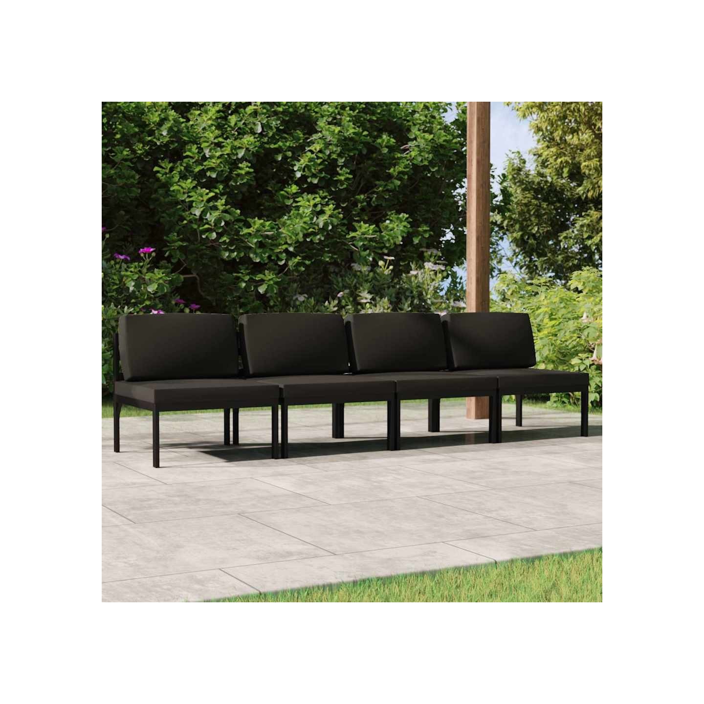 Canapé de jardin 4 places avec coussins Aluminium Anthracite