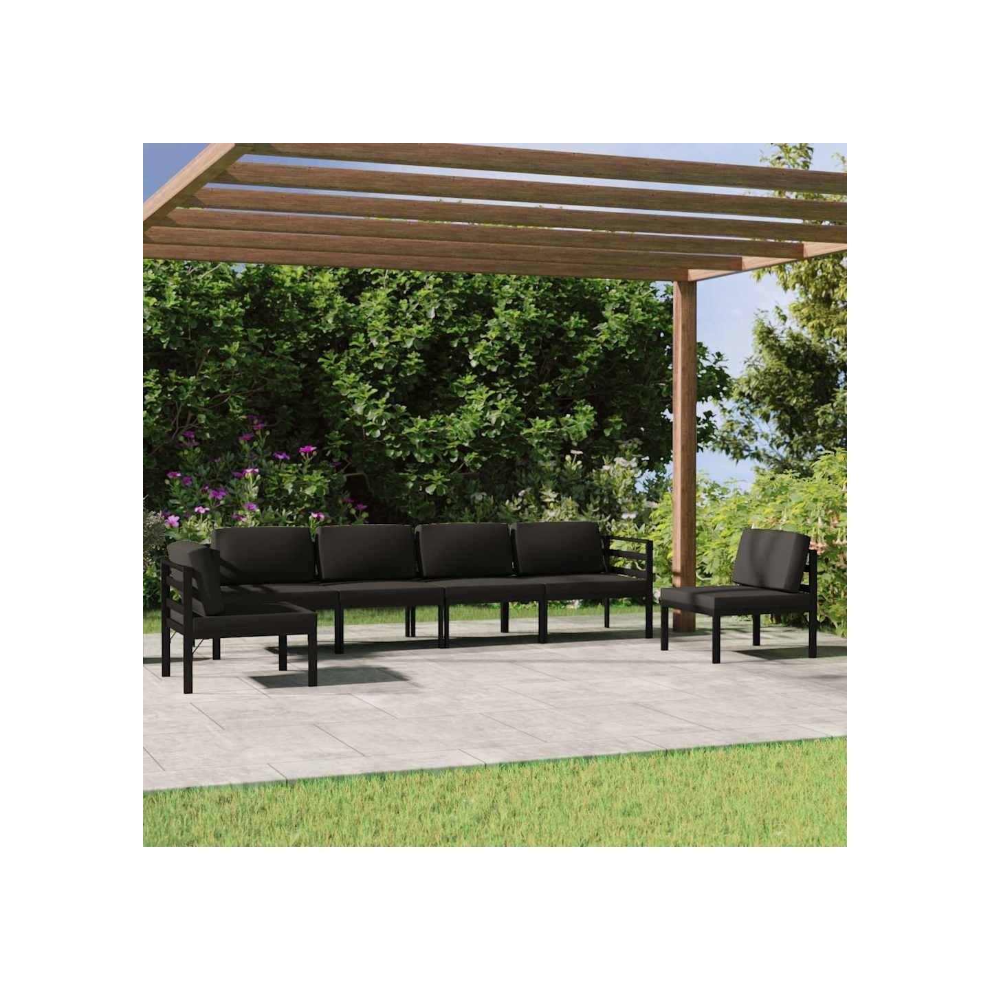 Salon de jardin 6 pcs avec coussins Aluminium Anthracite
