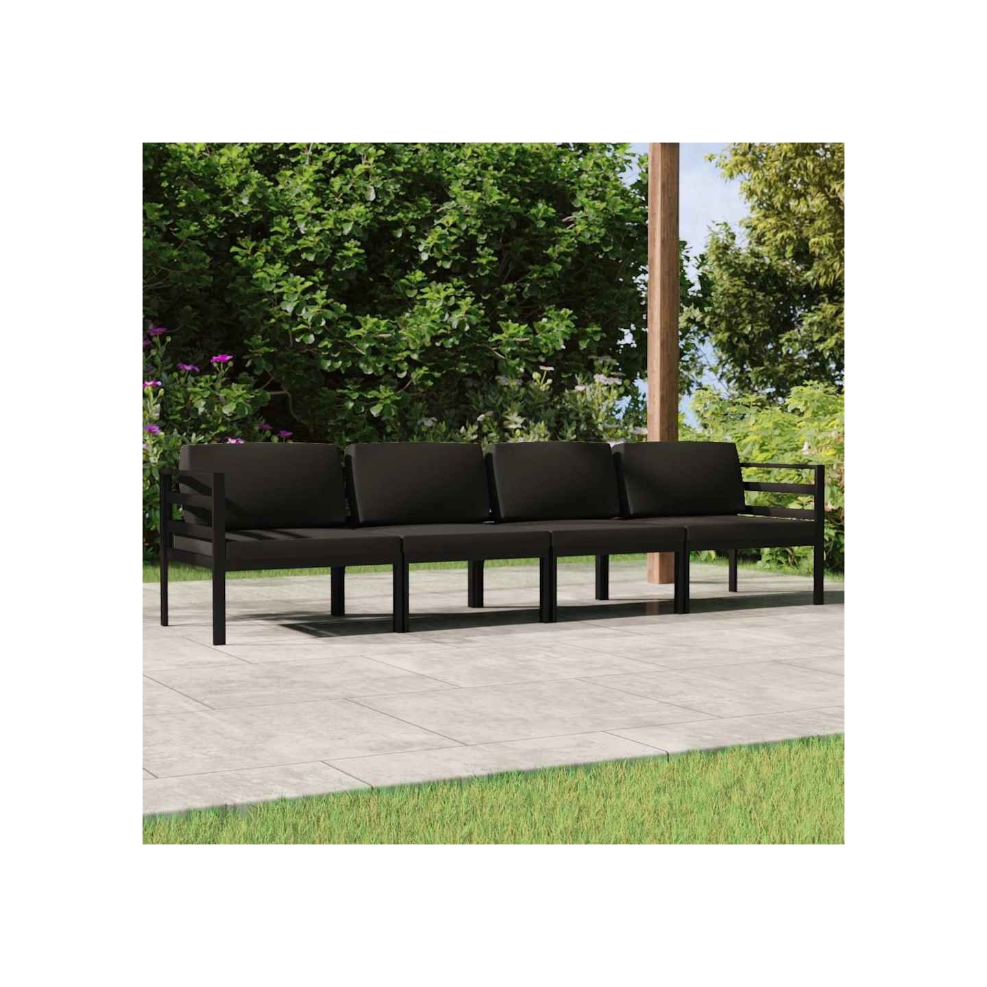 Salon de jardin 4 pcs avec coussins Aluminium Anthracite