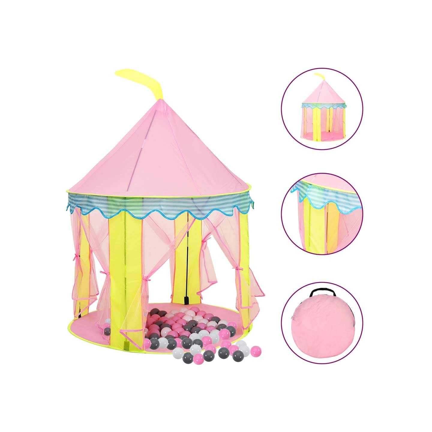 Tente de jeu pour enfants avec 250 balles Rose 100x100x127 cm