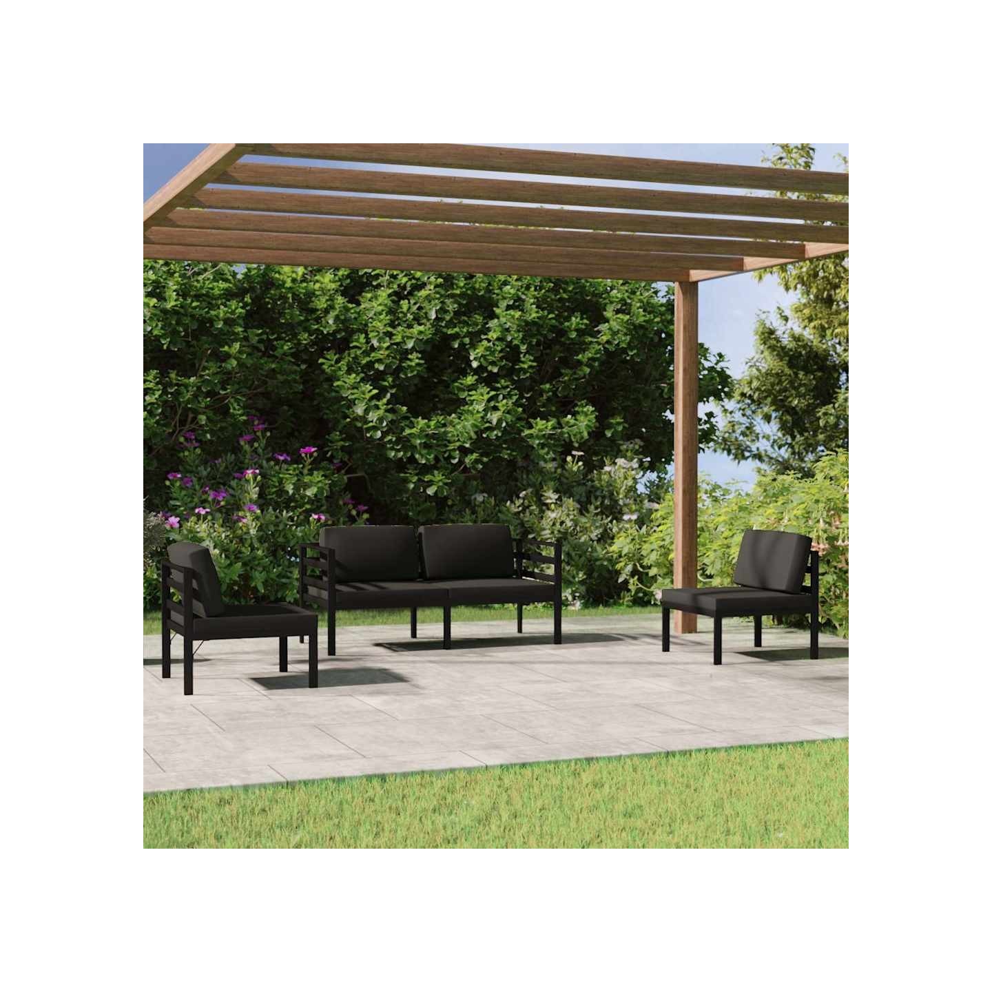 Salon de jardin 4 pcs avec coussins Aluminium Anthracite