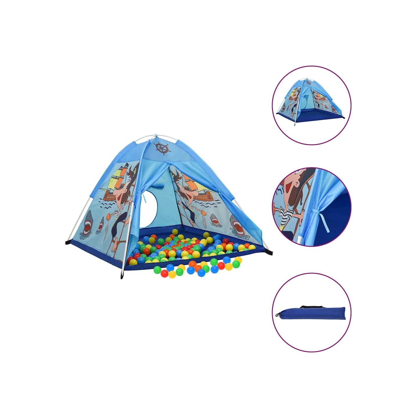 Tente de jeu pour enfants avec 250 balles Bleu 120x120x90 cm