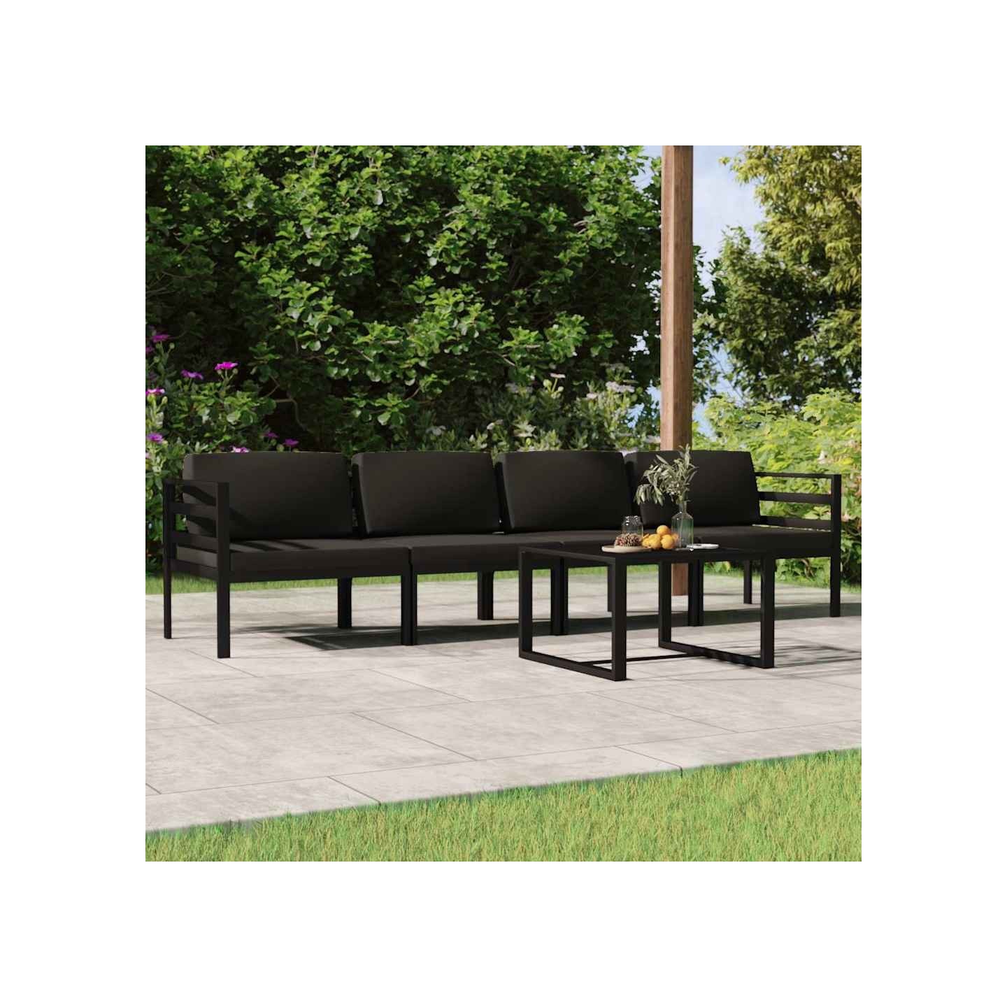 Salon de jardin 5 pcs avec coussins Aluminium Anthracite