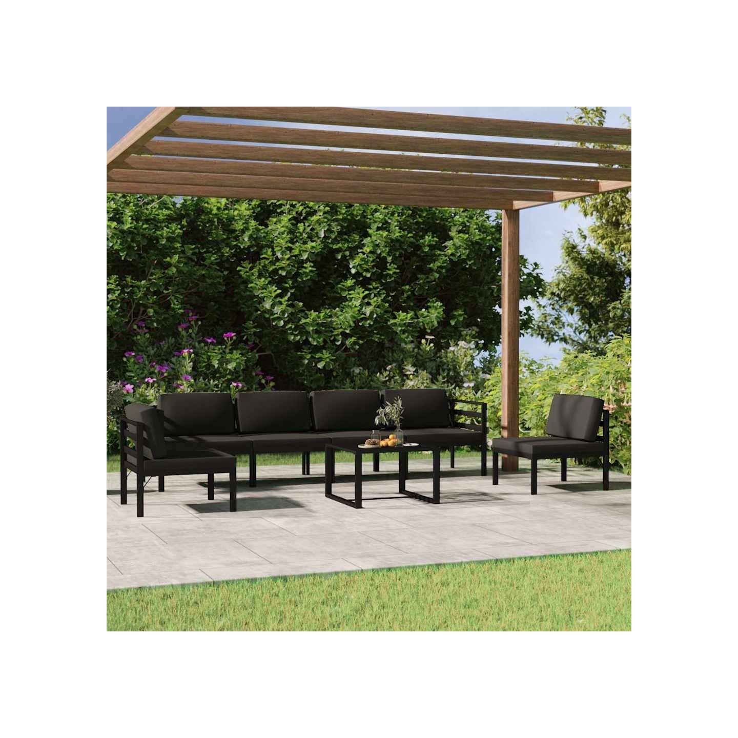 Salon de jardin 7 pcs avec coussins Aluminium Anthracite