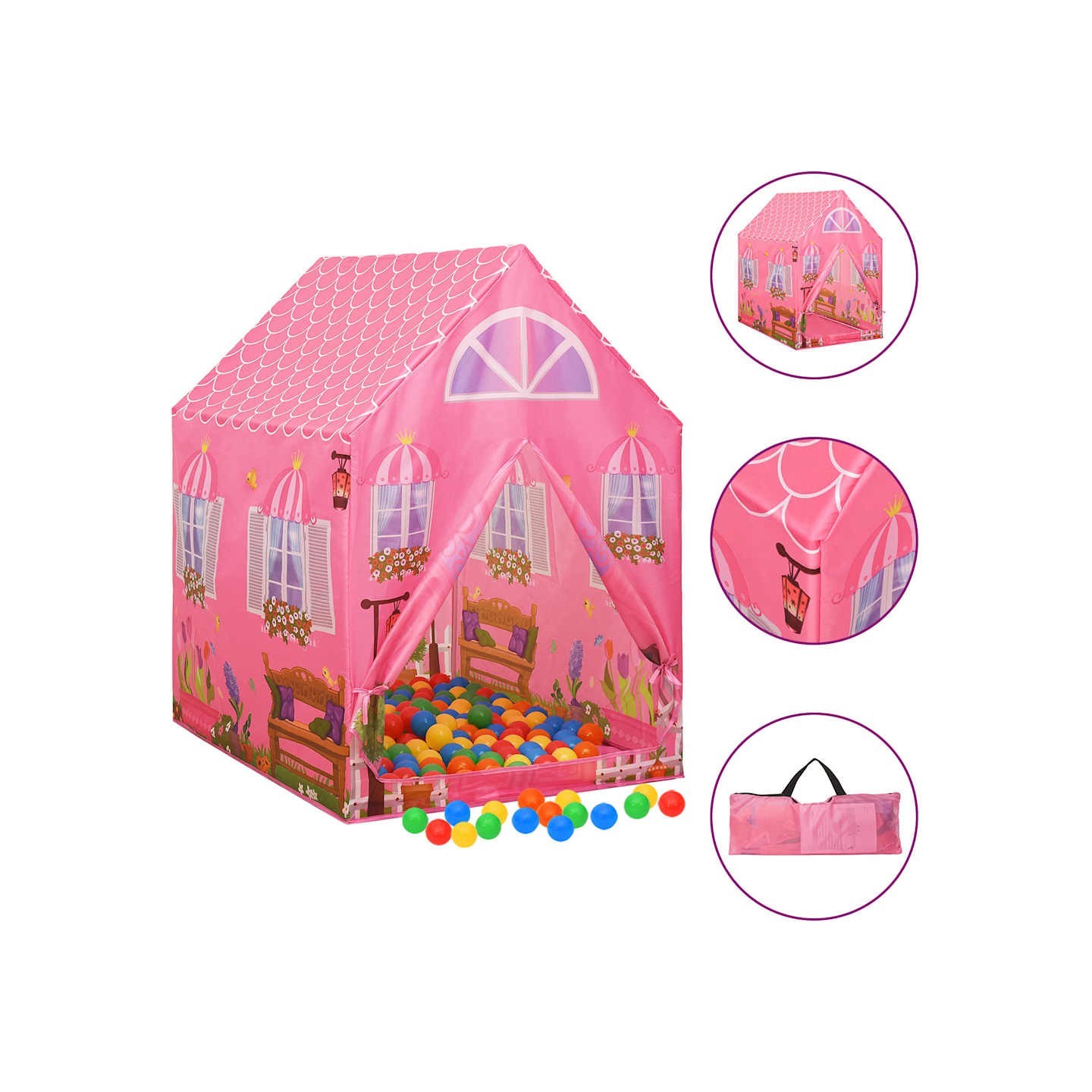 Tente de jeu pour enfants avec 250 balles Rose 69x94x104 cm