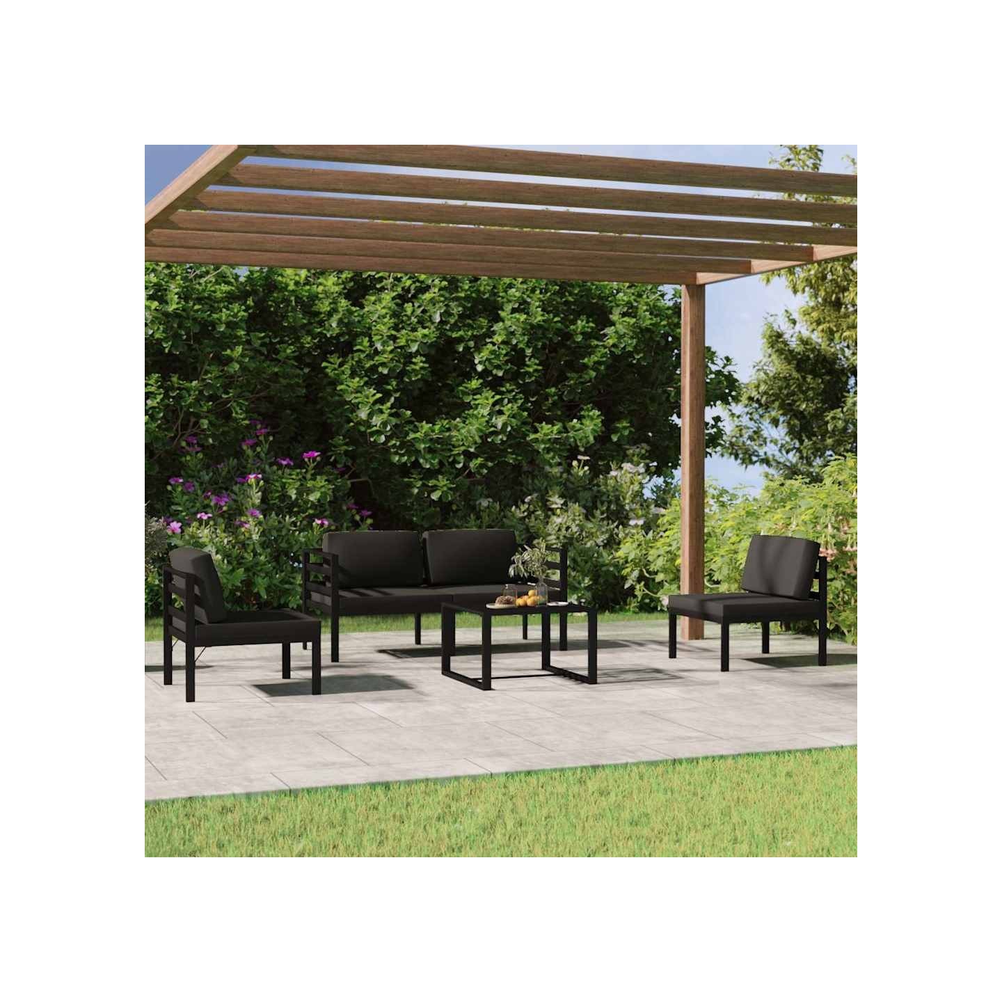 Salon de jardin 5 pcs avec coussins Aluminium Anthracite