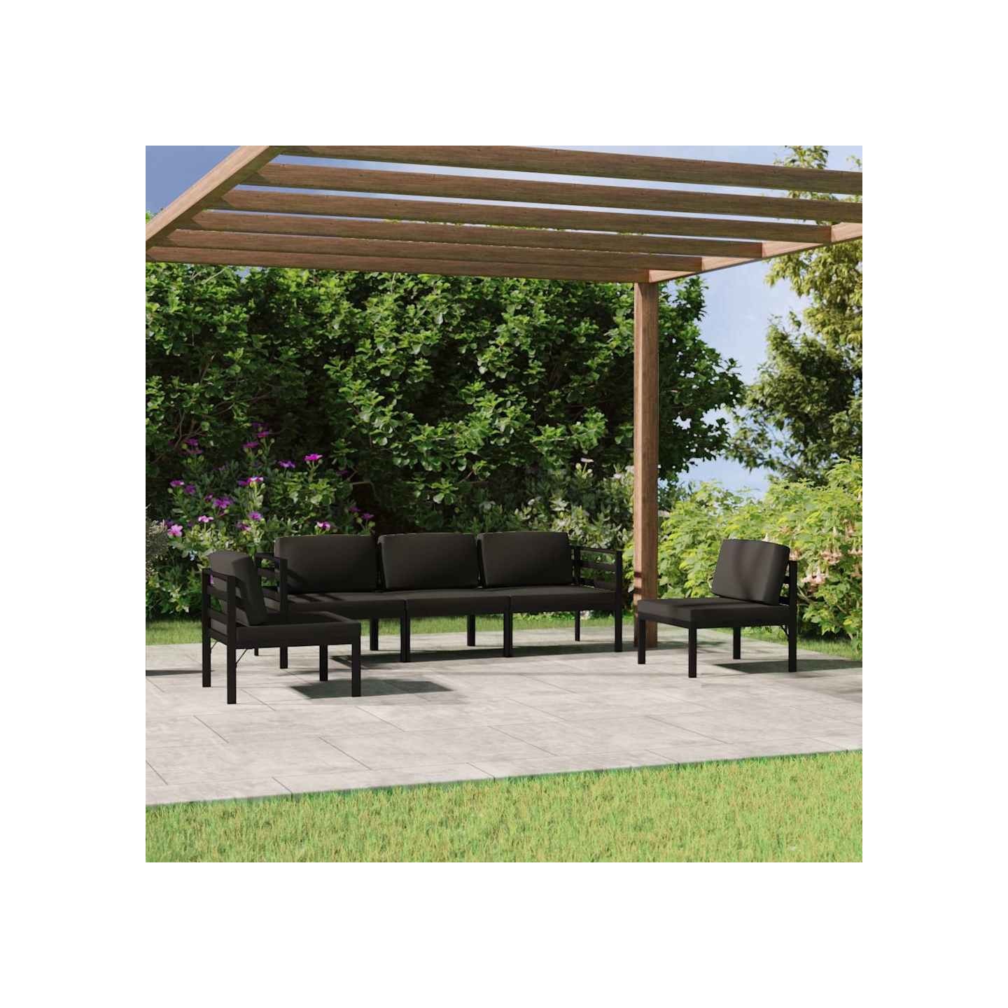 Salon de jardin 5 pcs avec coussins Aluminium Anthracite