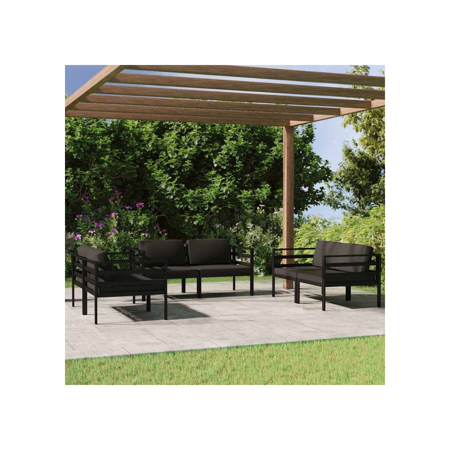 Salon de jardin 6 pcs avec coussins Aluminium Anthracite