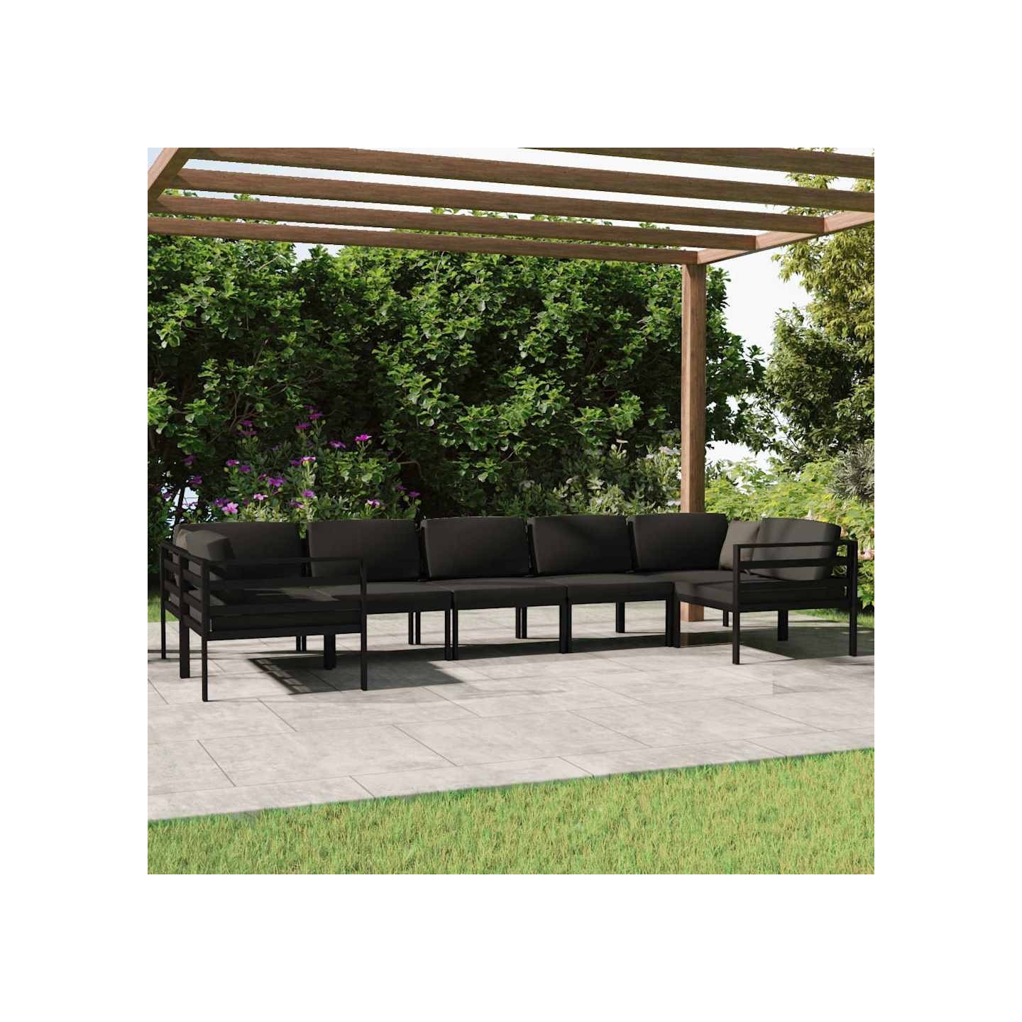 Salon de jardin 7 pcs avec coussins Aluminium Anthracite