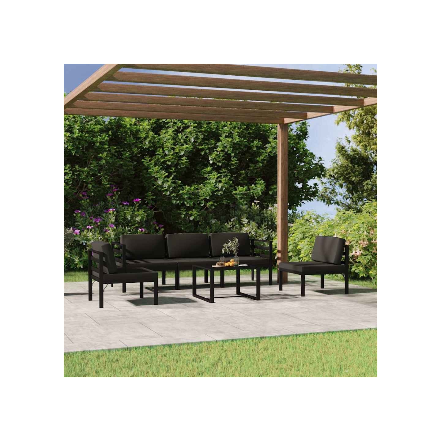 Salon de jardin 6 pcs avec coussins Aluminium Anthracite