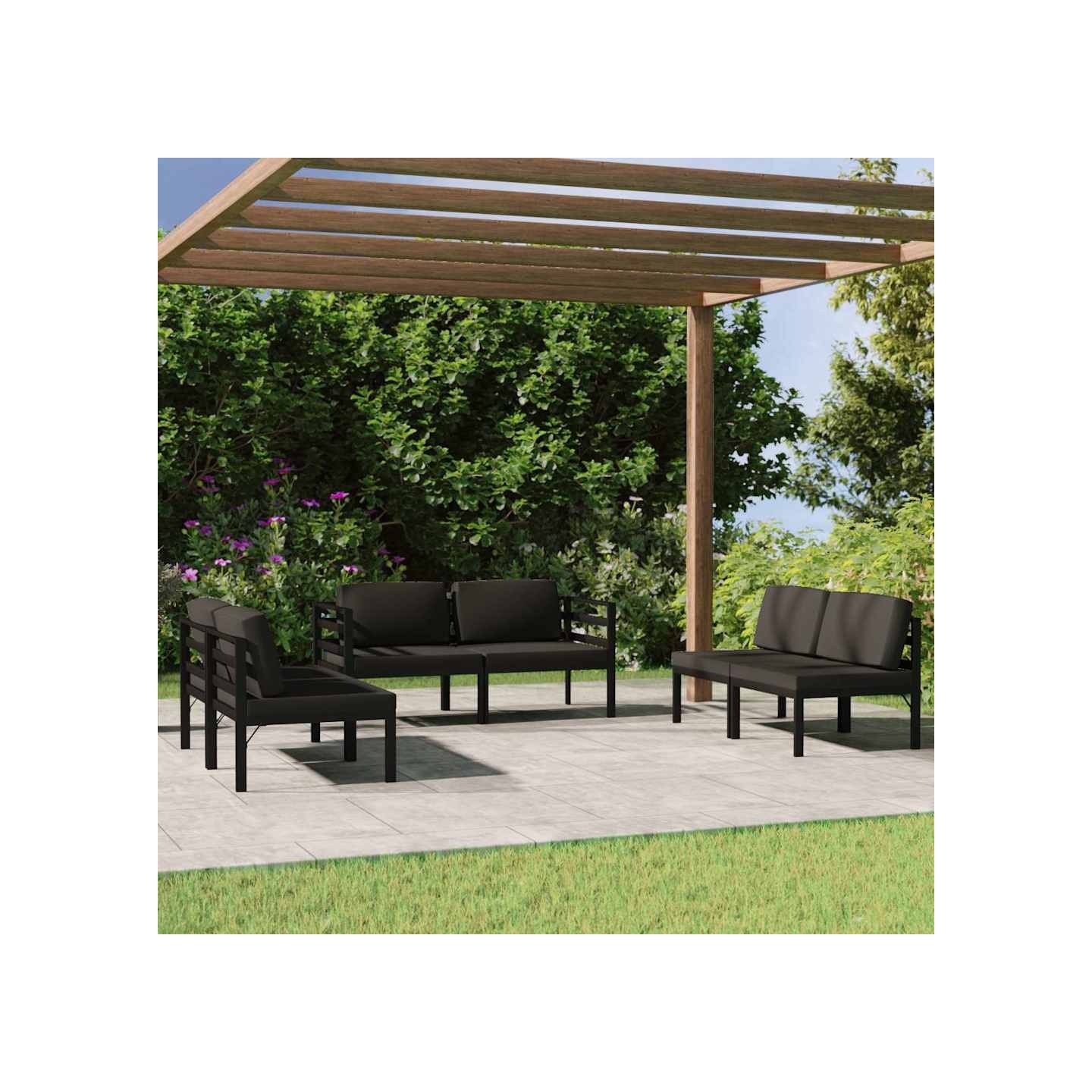 Salon de jardin 6 pcs avec coussins Aluminium Anthracite