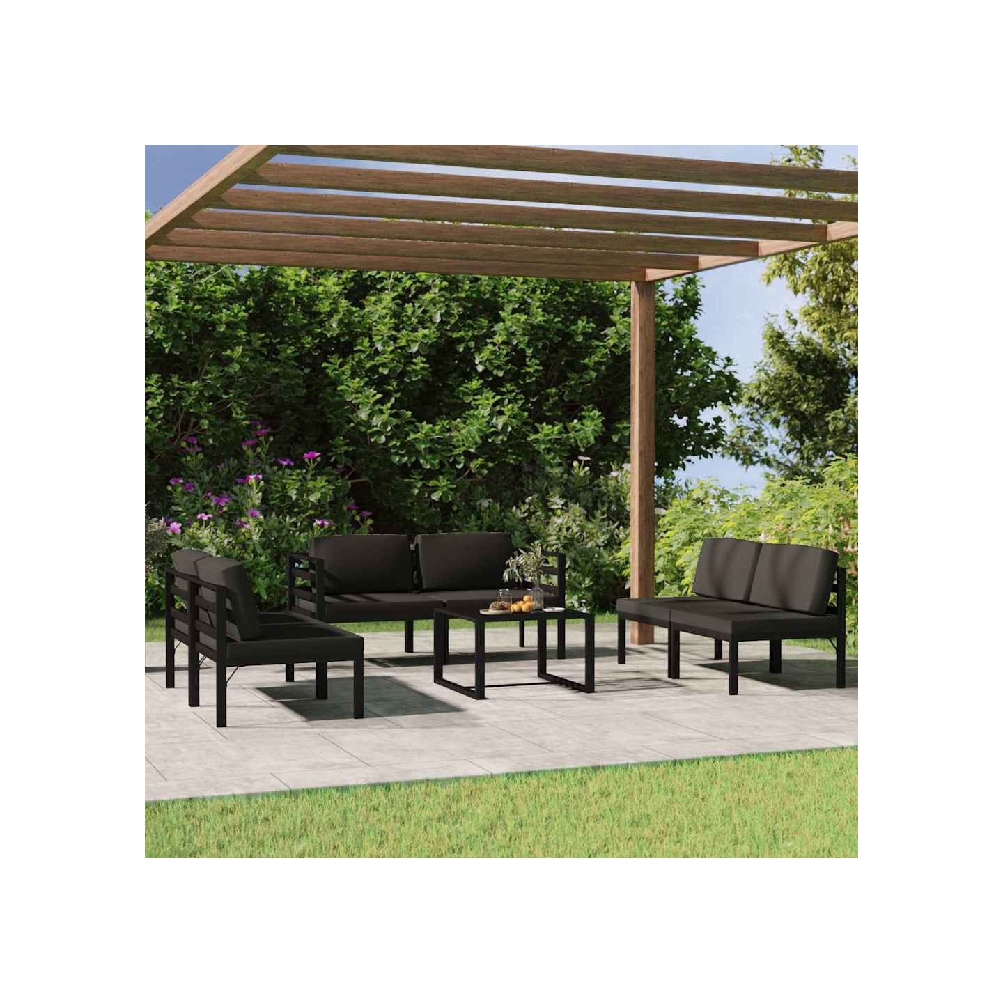 Salon de jardin 7 pcs avec coussins Aluminium Anthracite