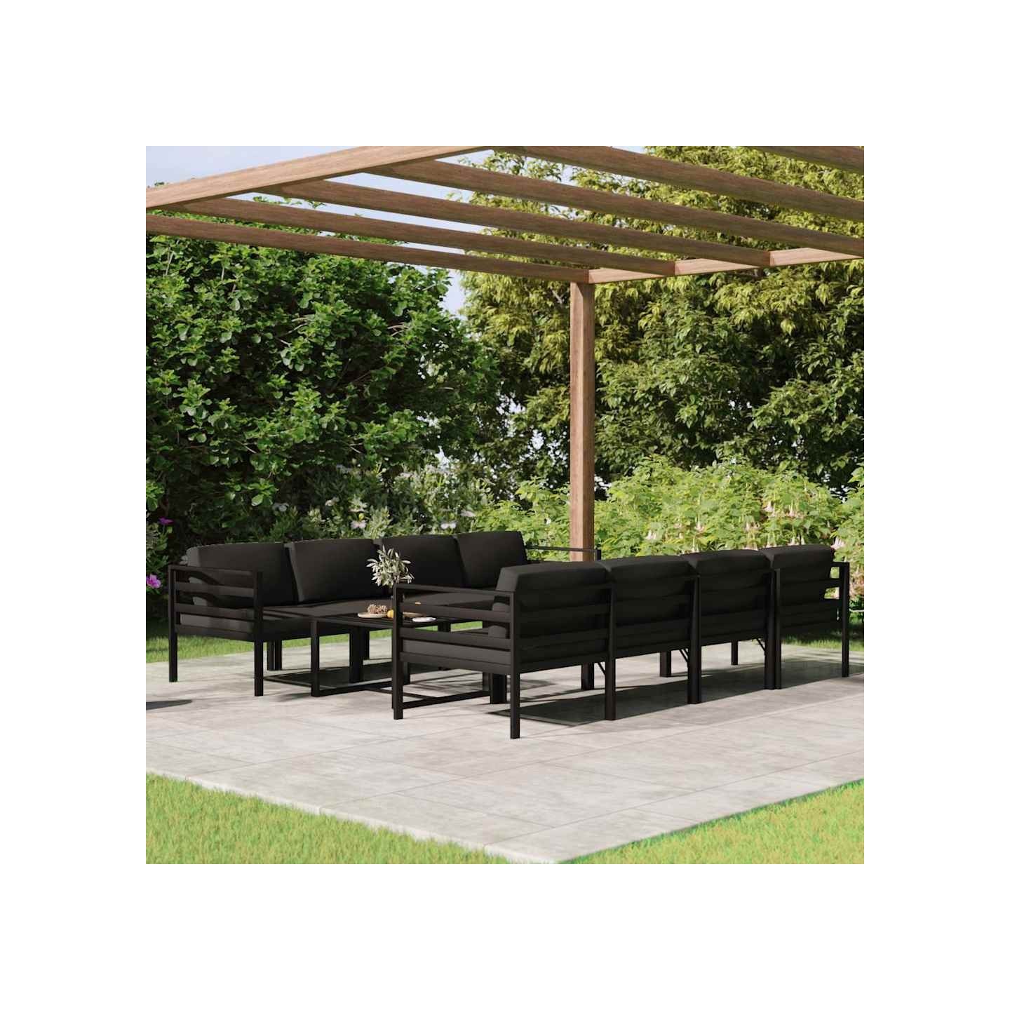 Salon de jardin 9 pcs avec coussins Aluminium Anthracite