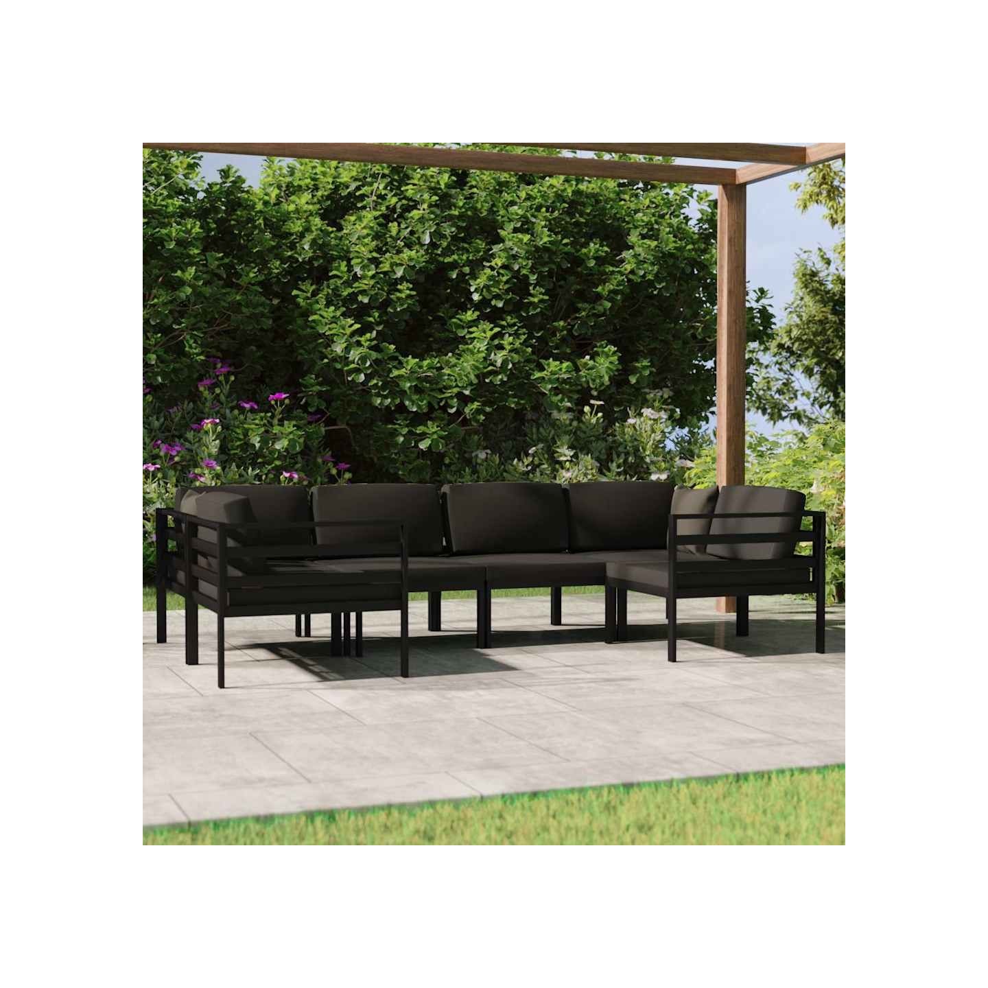 Salon de jardin 6 pcs avec coussins Aluminium Anthracite