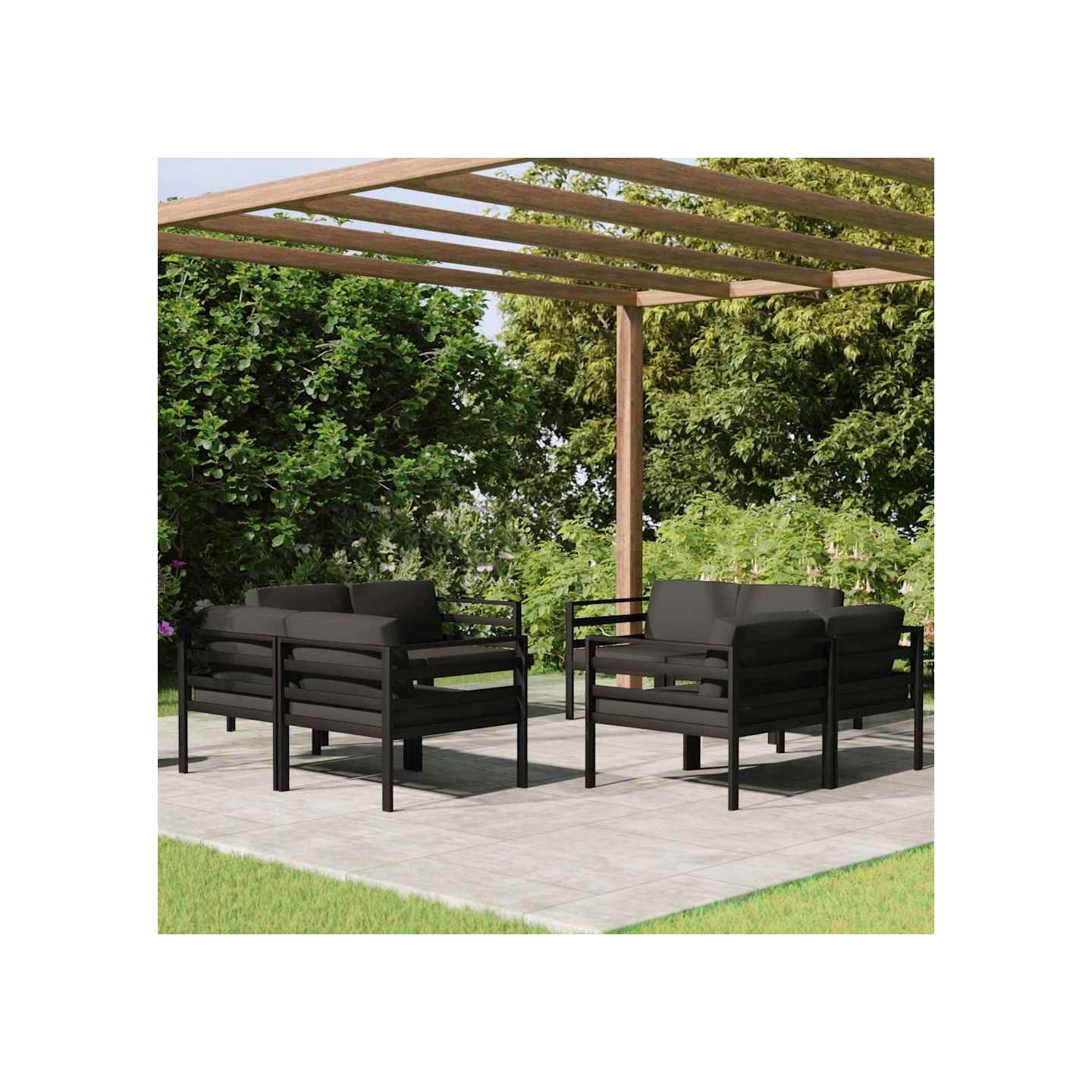 Salon de jardin 8 pcs avec coussins Aluminium Anthracite