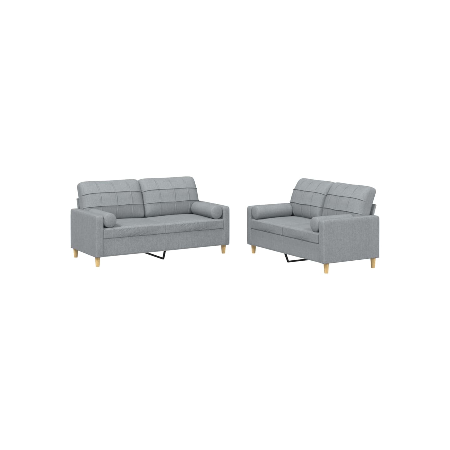 Ensemble de canapés 2 pcs coussins gris clair tissu